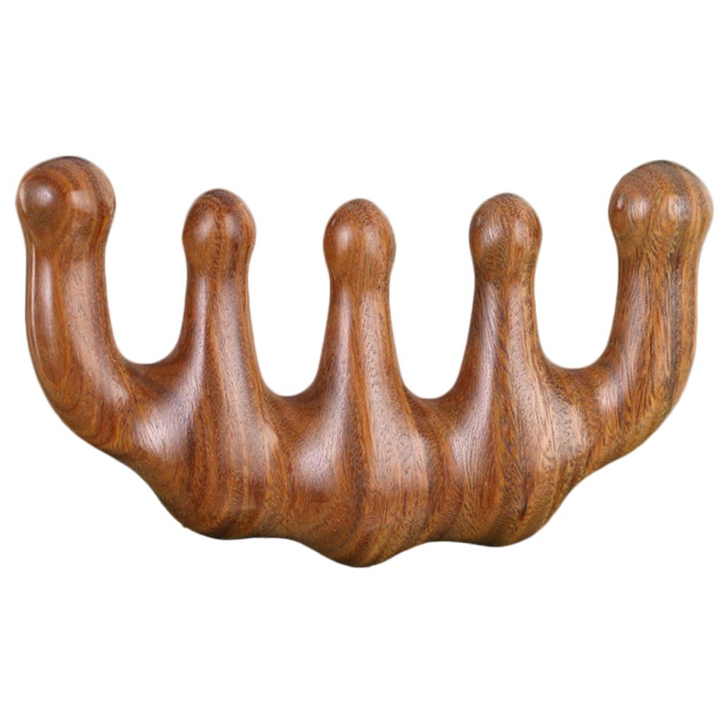 Wood Facial Massage Comb Massager Handmade Head Scalp Massage for Women Men Brown