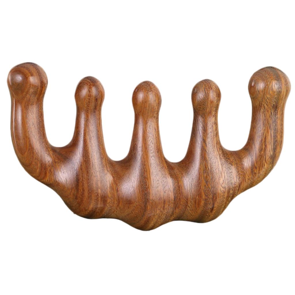 Wood Facial Massage Comb Massager Handmade Head Scalp Massage for Women Men Brown
