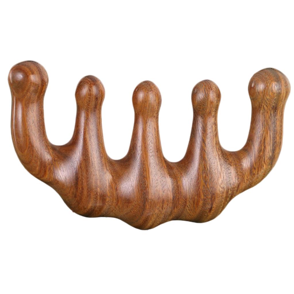 Wood Facial Massage Comb Massager Handmade Head Scalp Massage for Women Men Brown