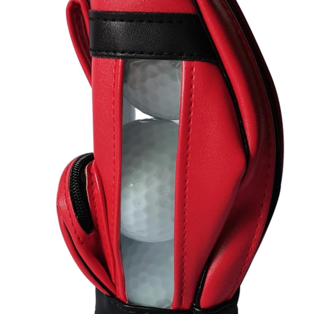 Golf Balls Bag PU Leather Universal for Men Sport Sports Gym Drawstring Bags Red 3Pcs Ball