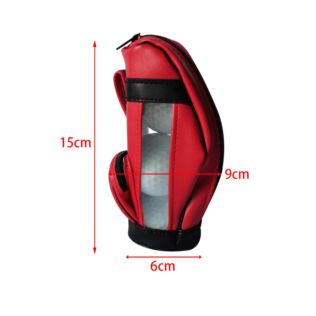 Golf Balls Bag PU Leather Universal for Men Sport Sports Gym Drawstring Bags Red 3Pcs Ball