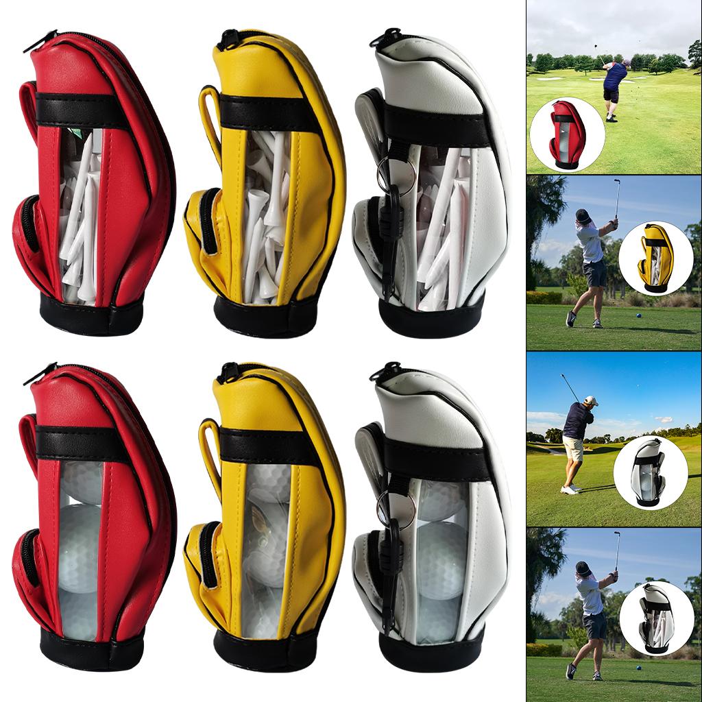 Golf Balls Bag PU Leather Universal for Men Sport Sports Gym Drawstring Bags Red 3Pcs Ball