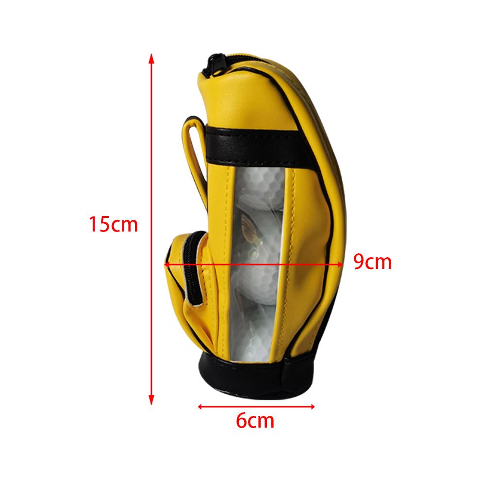 Golf Balls Bag PU Leather Universal for Men Sport Sports Gym Drawstring Bags Yellow 3Pcs Ball