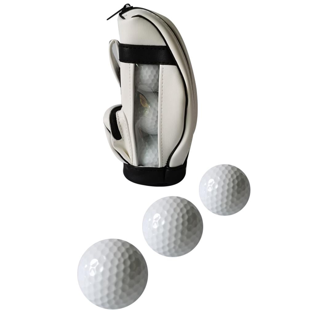 Golf Balls Bag PU Leather Universal for Men Sport Sports Gym Drawstring Bags White 3Pcs Ball