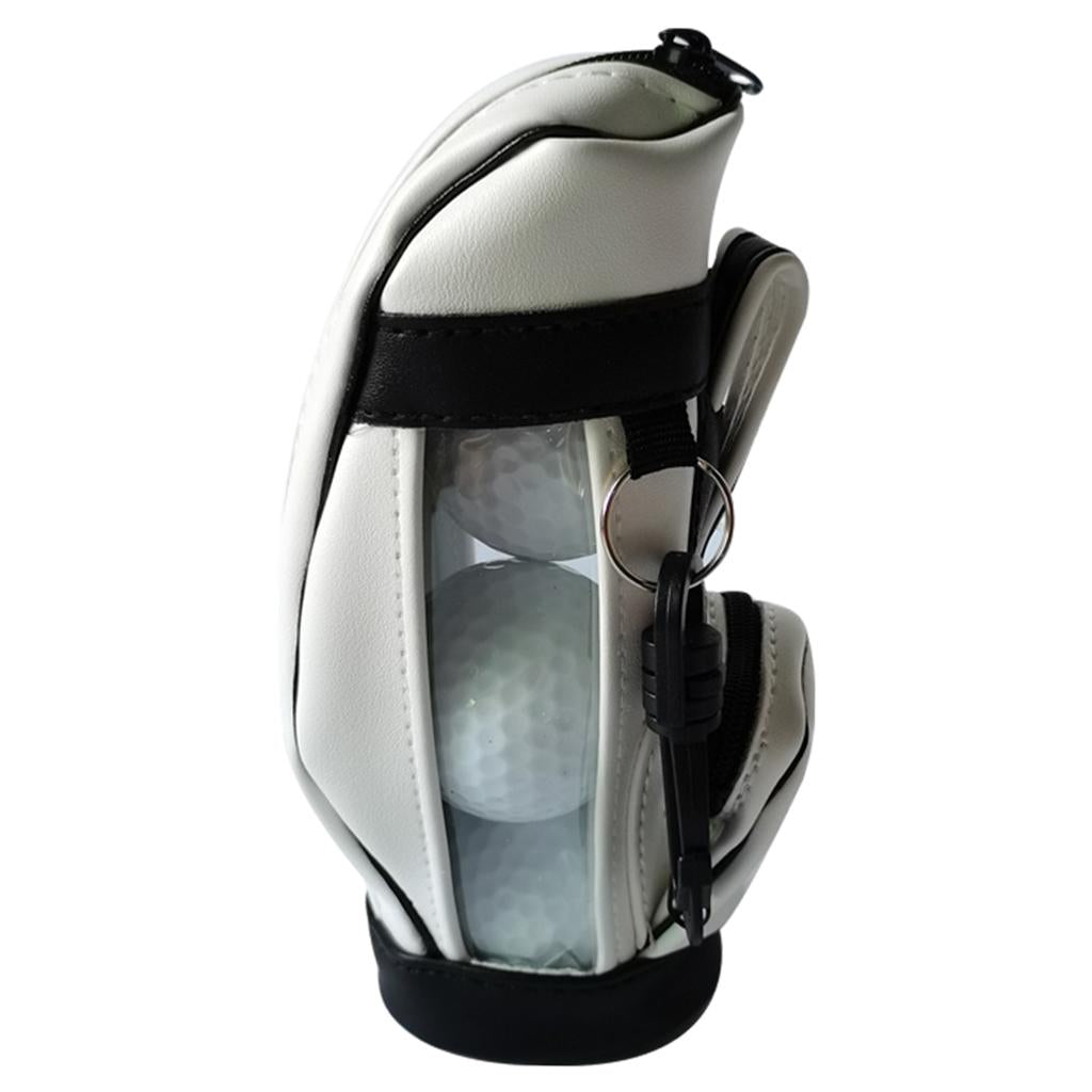 Golf Balls Bag PU Leather Universal for Men Sport Sports Gym Drawstring Bags White 3Pcs Ball