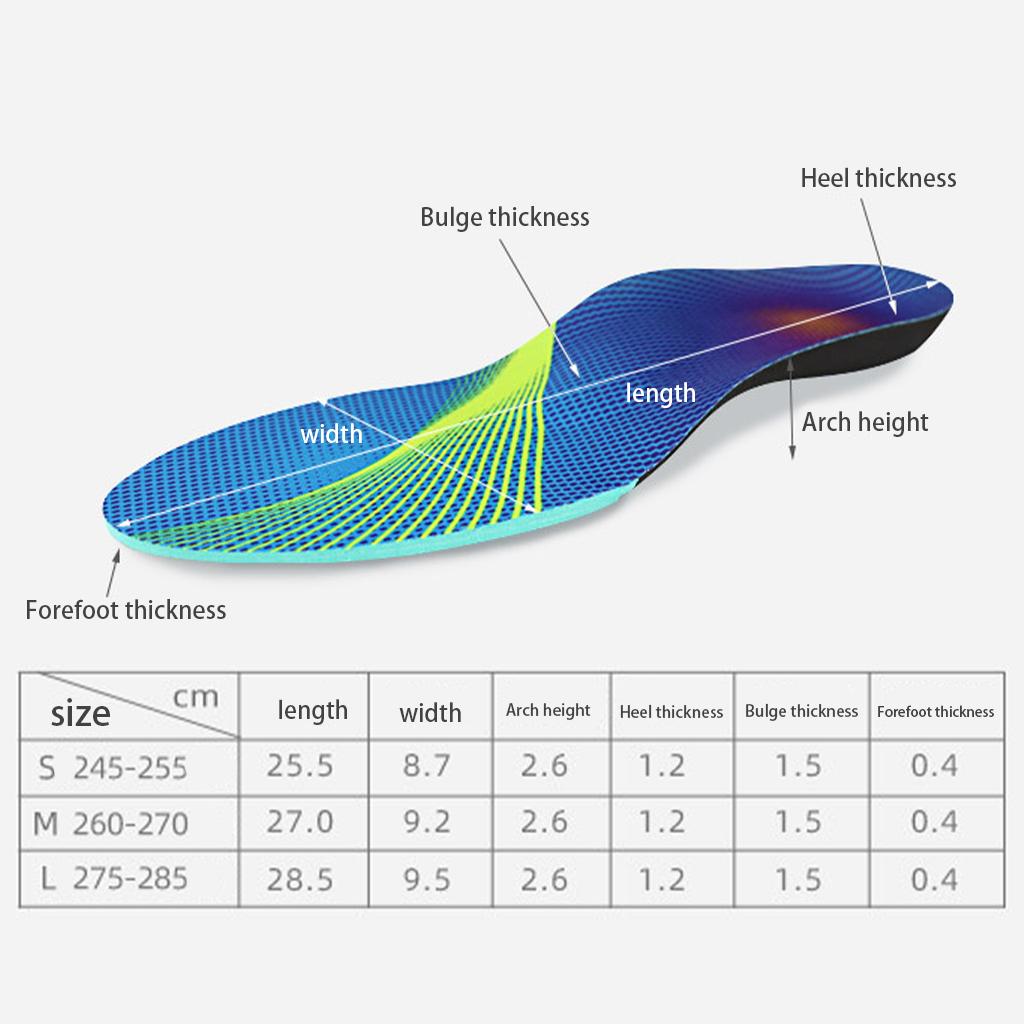 Orthotic Insoles Arch Support Cushioned for Flat Feet Foot Soreness Unisex M