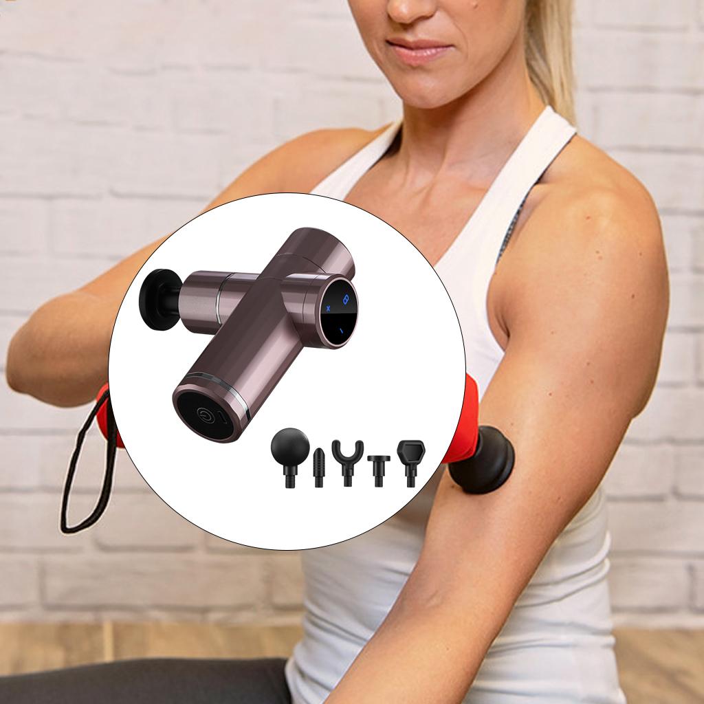 Mini Handheld Massage Gun 5 Heads Electric for Muscle Pain Relieving Pink