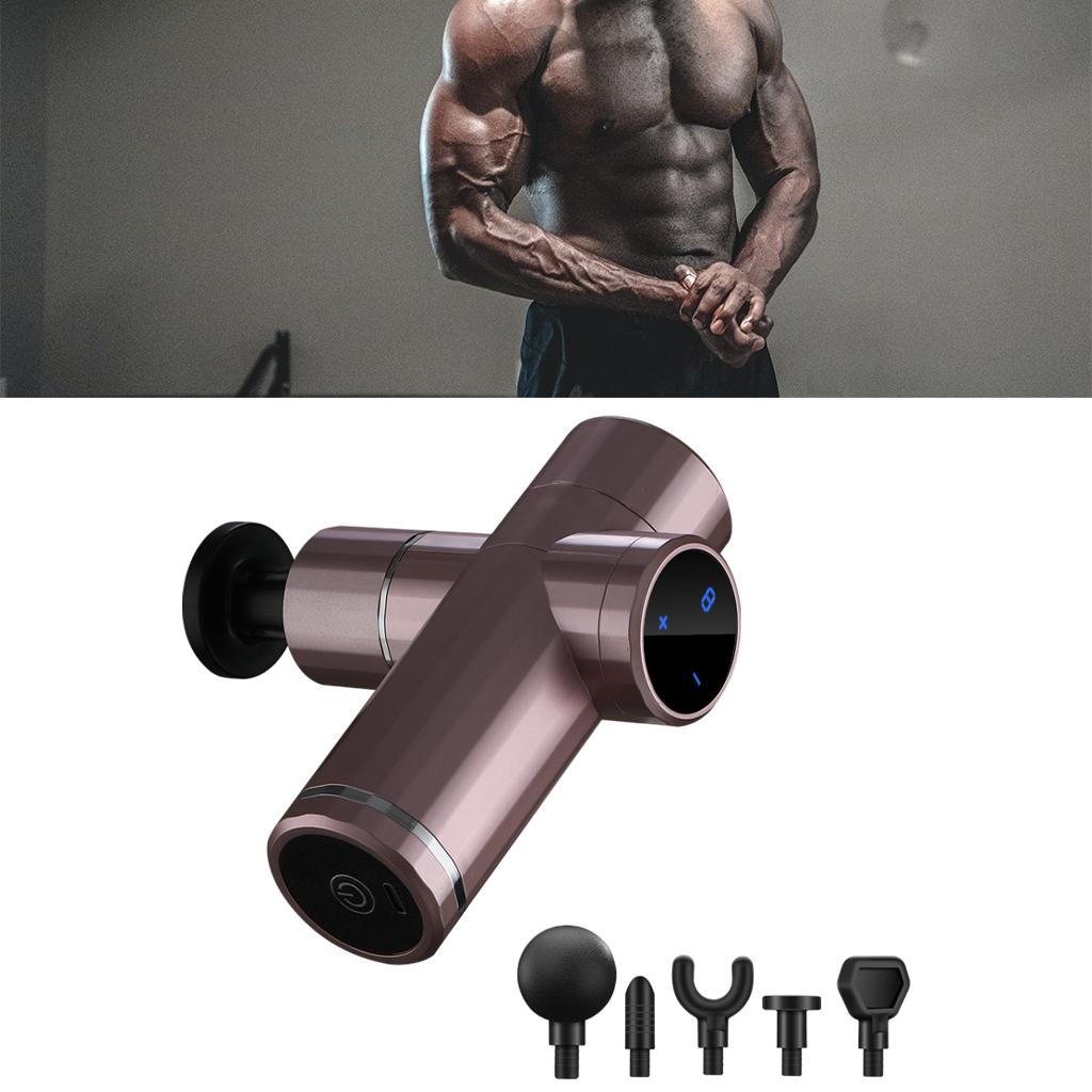 Mini Handheld Massage Gun 5 Heads Electric for Muscle Pain Relieving Pink
