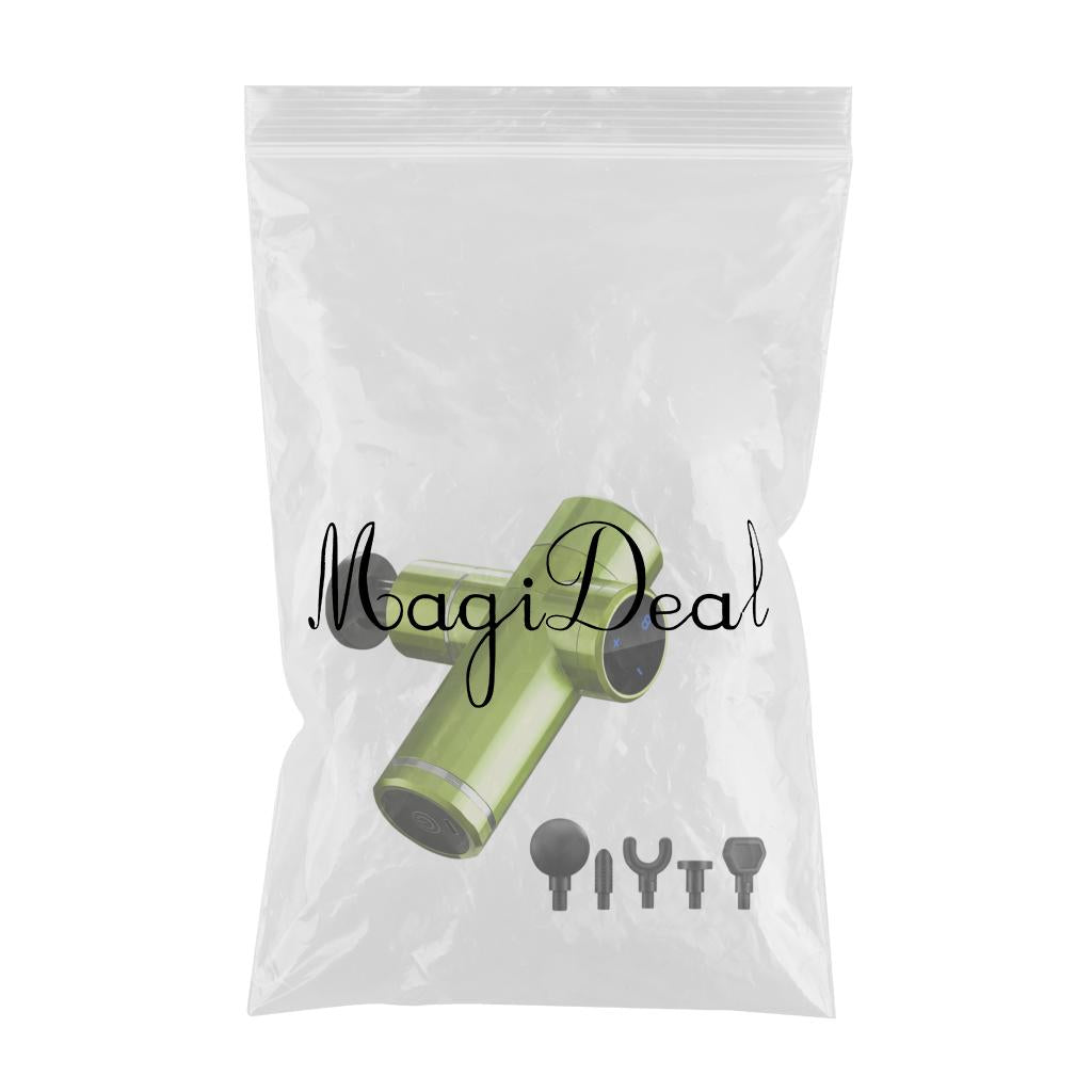 Mini Handheld Massage Gun 5 Heads Electric for Muscle Pain Relieving Green