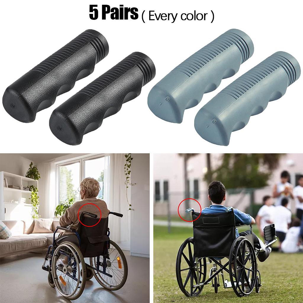 10Pieces Wheelchair Handle Grip Non-Slip PVC Replacement for Dia 7/8 inch Black