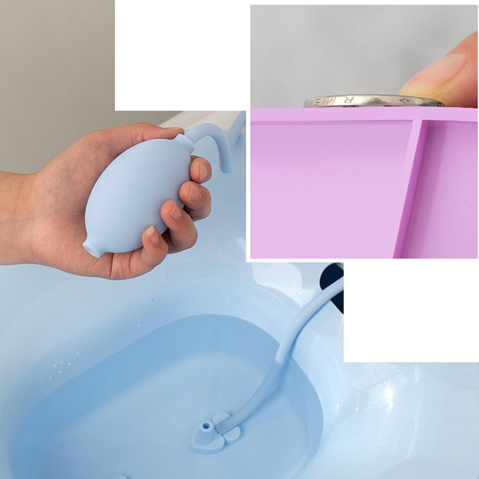 Foldable Sitz Bath Toilet Seat w/ Flusher for Postpartum Hemorrhoids Blue