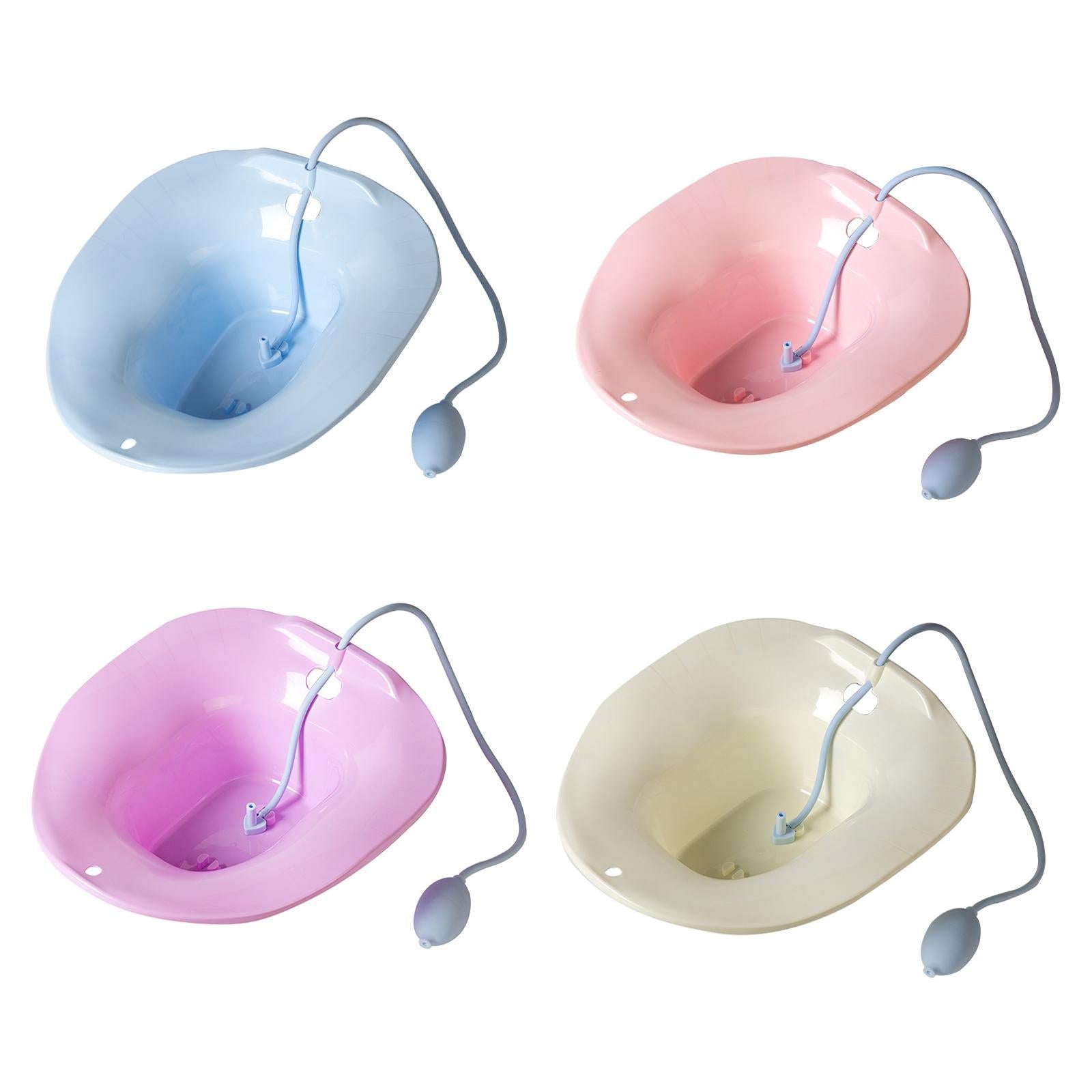 Foldable Sitz Bath Toilet Seat w/ Flusher for Postpartum Hemorrhoids Blue