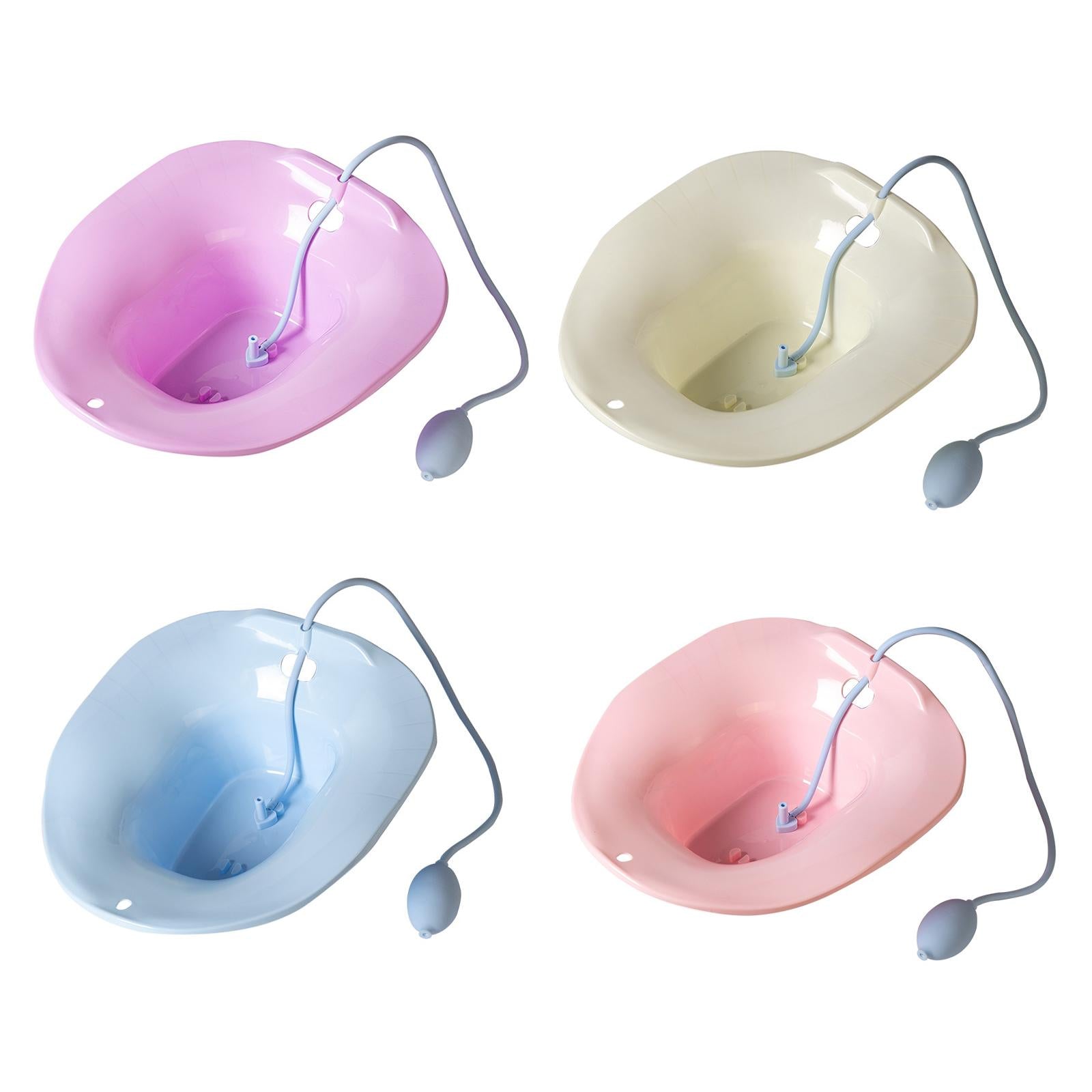 Foldable Sitz Bath Toilet Seat w/ Flusher for Postpartum Hemorrhoids Blue