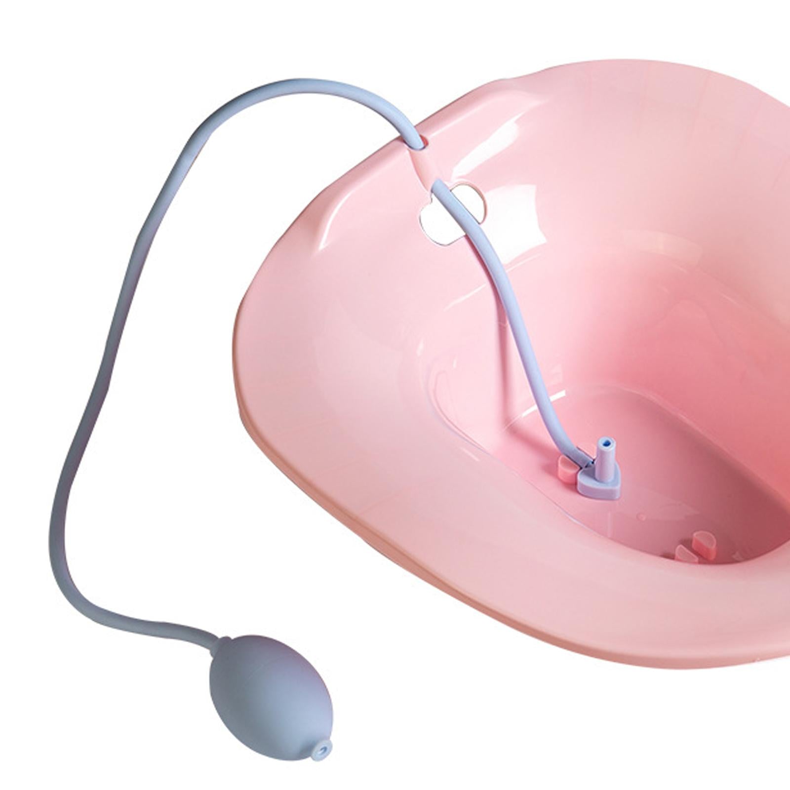 Foldable Sitz Bath Toilet Seat w/ Flusher for Postpartum Hemorrhoids Pink