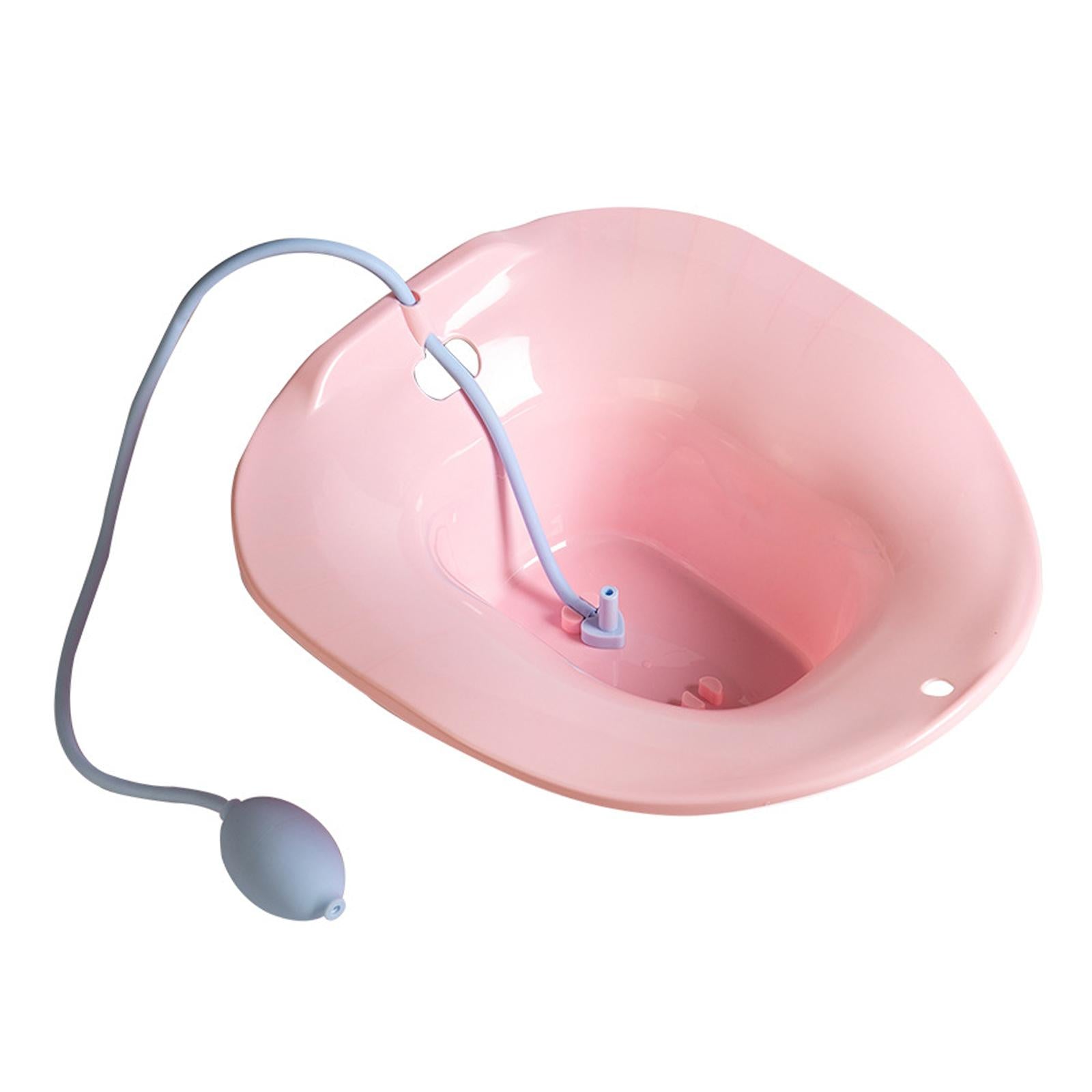 Foldable Sitz Bath Toilet Seat w/ Flusher for Postpartum Hemorrhoids Pink
