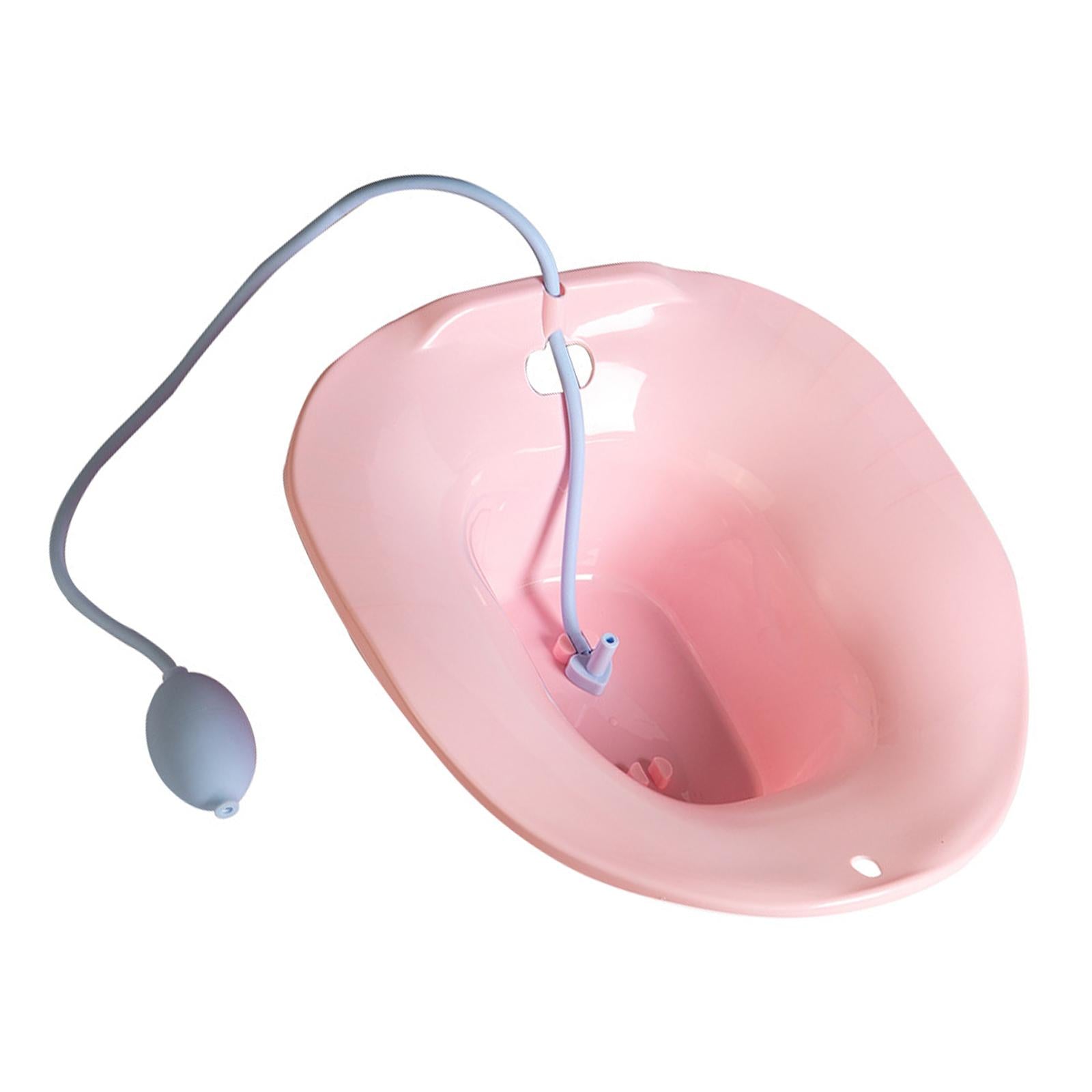 Foldable Sitz Bath Toilet Seat w/ Flusher for Postpartum Hemorrhoids Pink