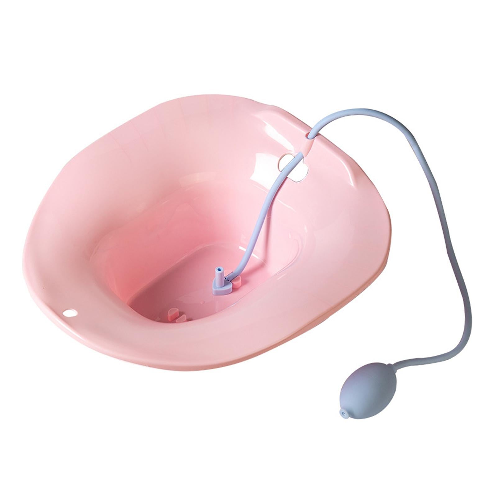 Foldable Sitz Bath Toilet Seat w/ Flusher for Postpartum Hemorrhoids Pink