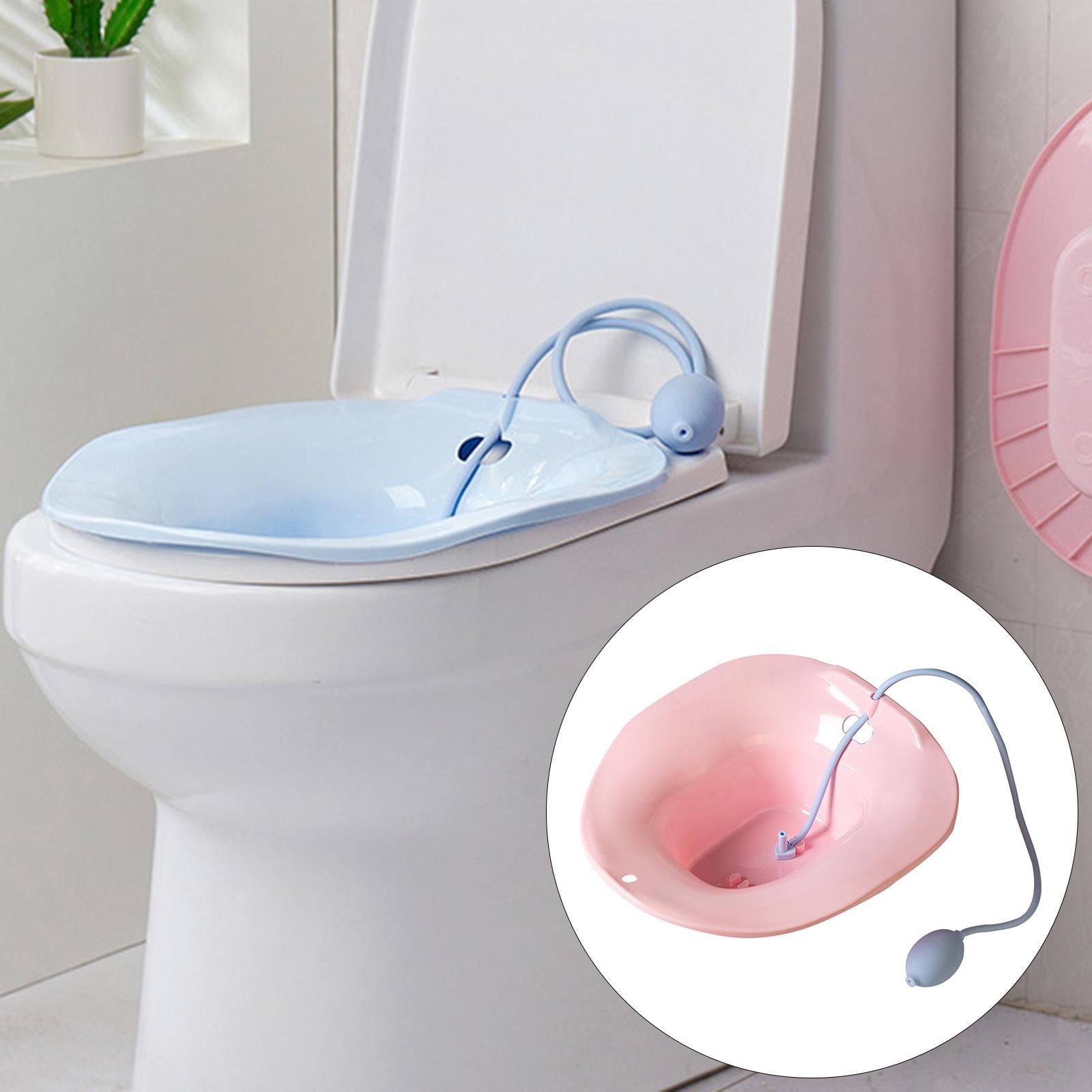 Foldable Sitz Bath Toilet Seat w/ Flusher for Postpartum Hemorrhoids Pink