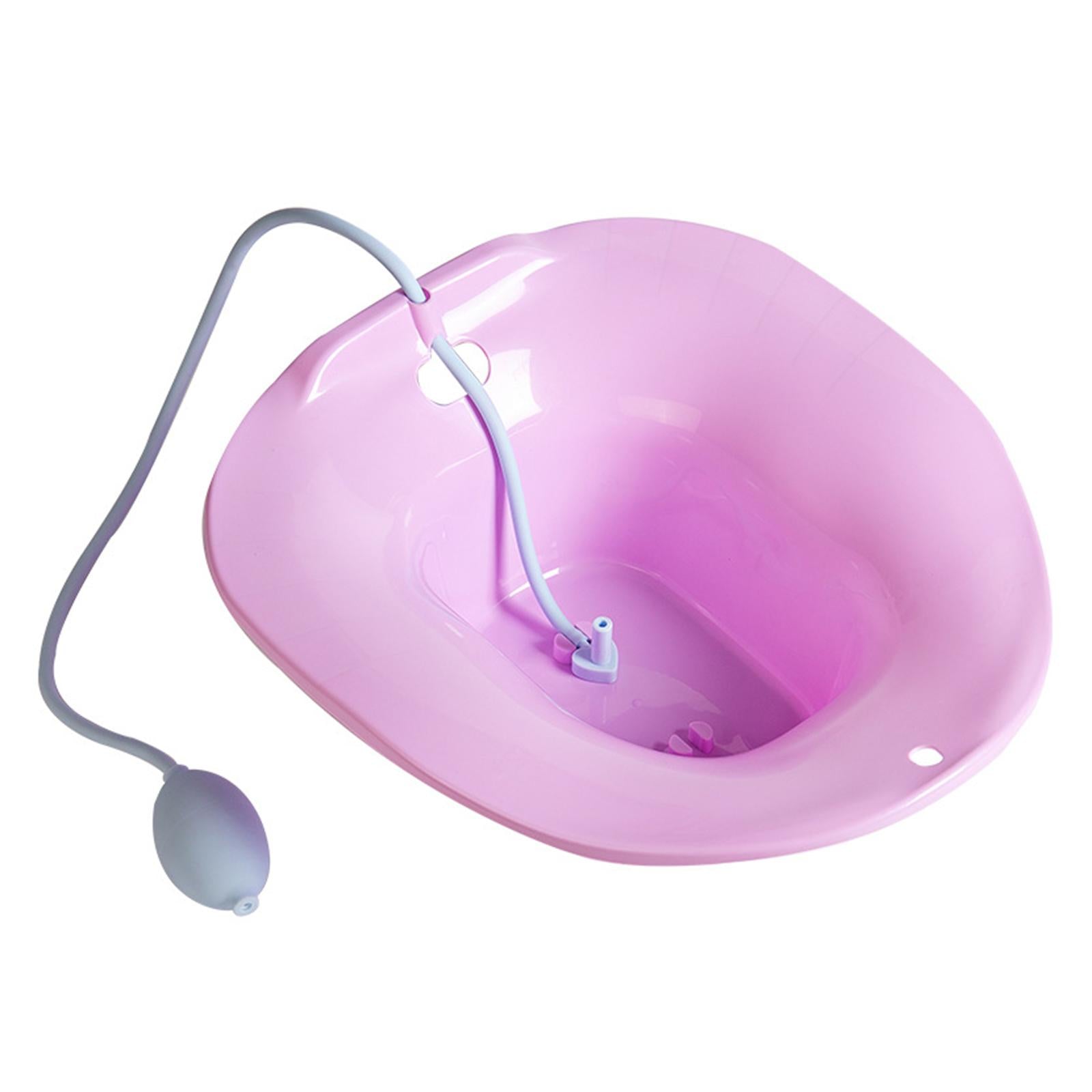 Foldable Sitz Bath Toilet Seat w/ Flusher for Postpartum Hemorrhoids Purple