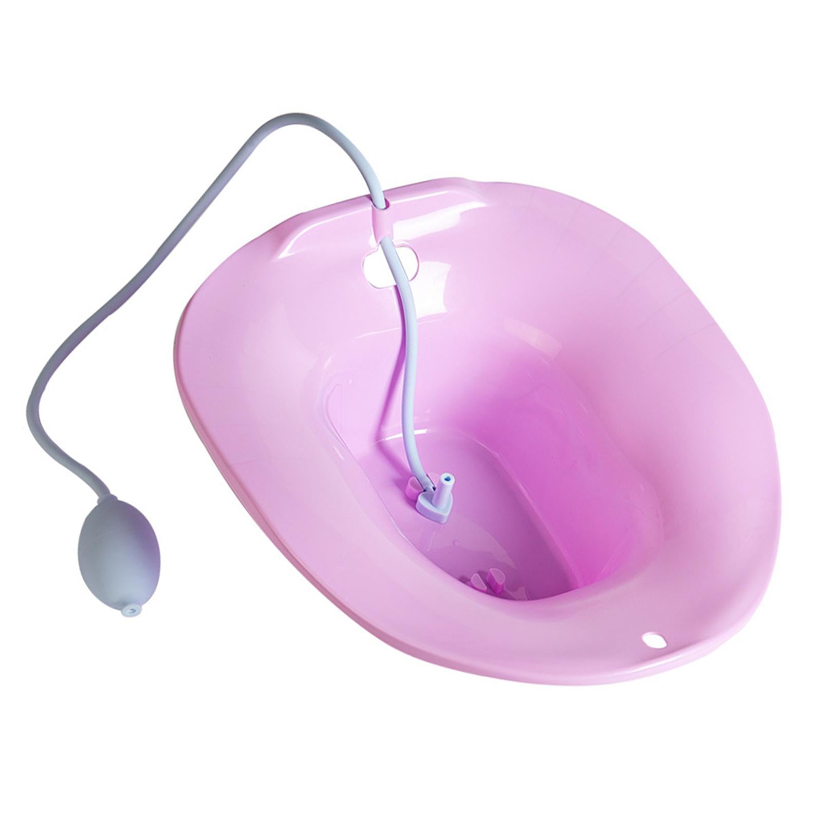 Foldable Sitz Bath Toilet Seat w/ Flusher for Postpartum Hemorrhoids Purple