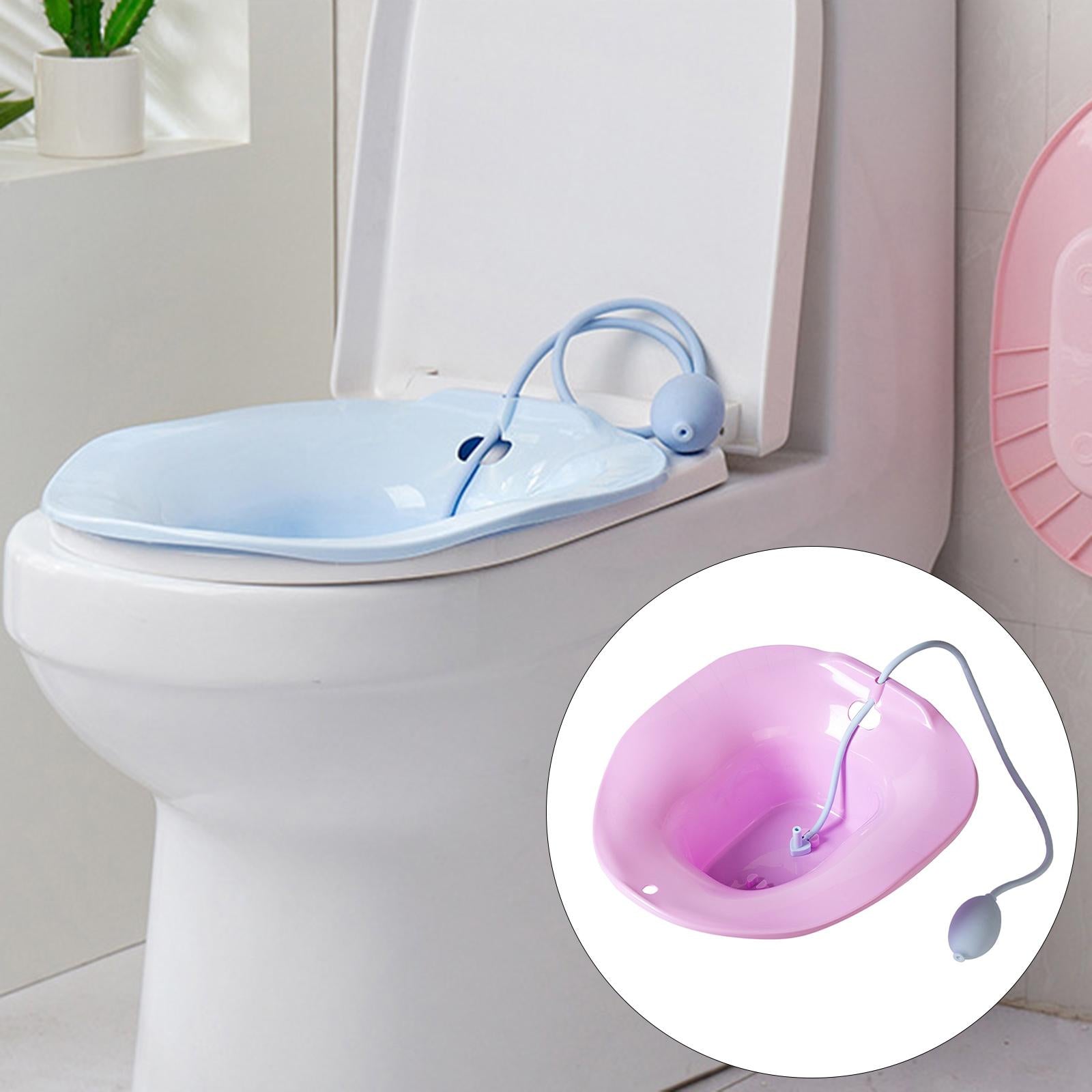 Foldable Sitz Bath Toilet Seat w/ Flusher for Postpartum Hemorrhoids Purple