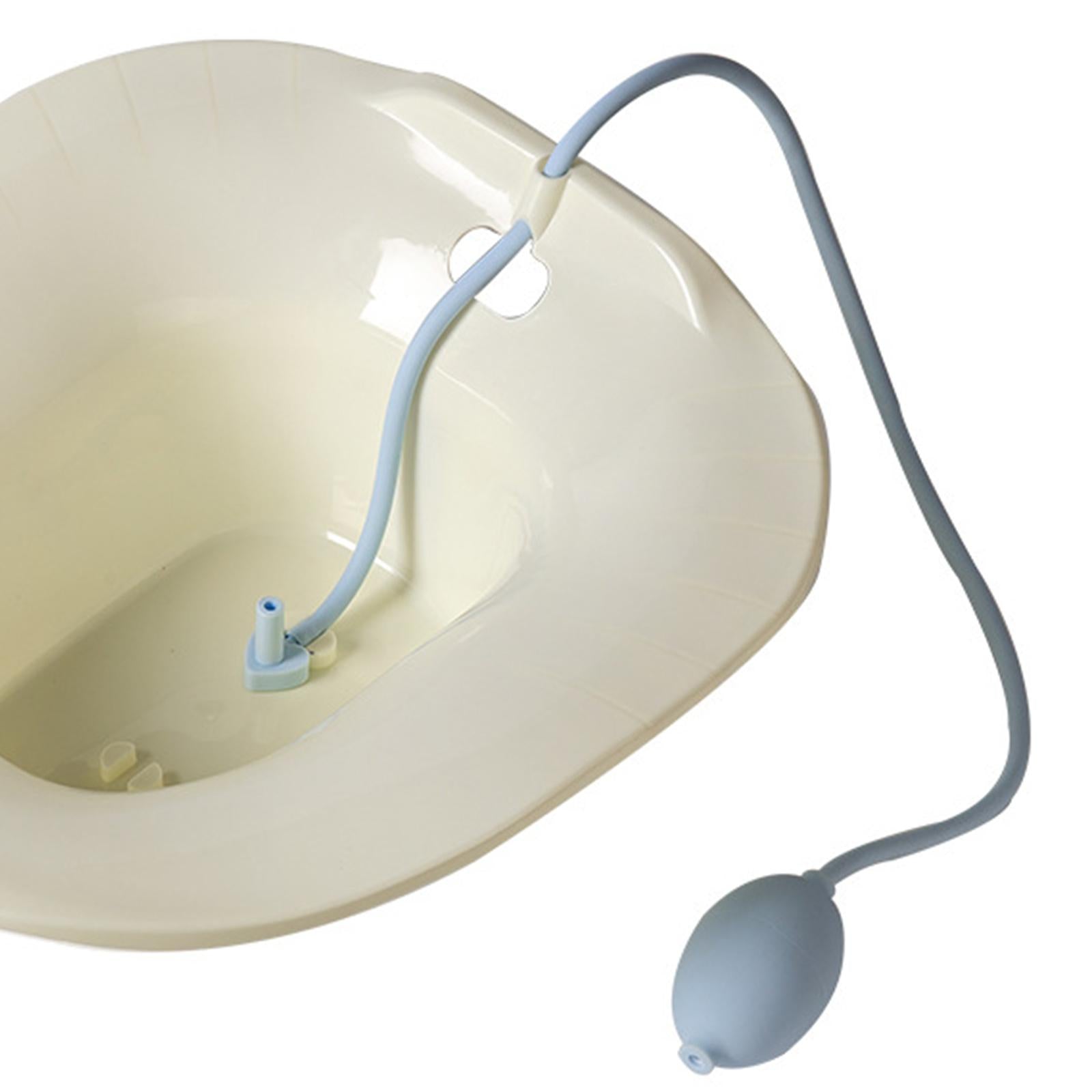 Foldable Sitz Bath Toilet Seat w/ Flusher for Postpartum Hemorrhoids Beige