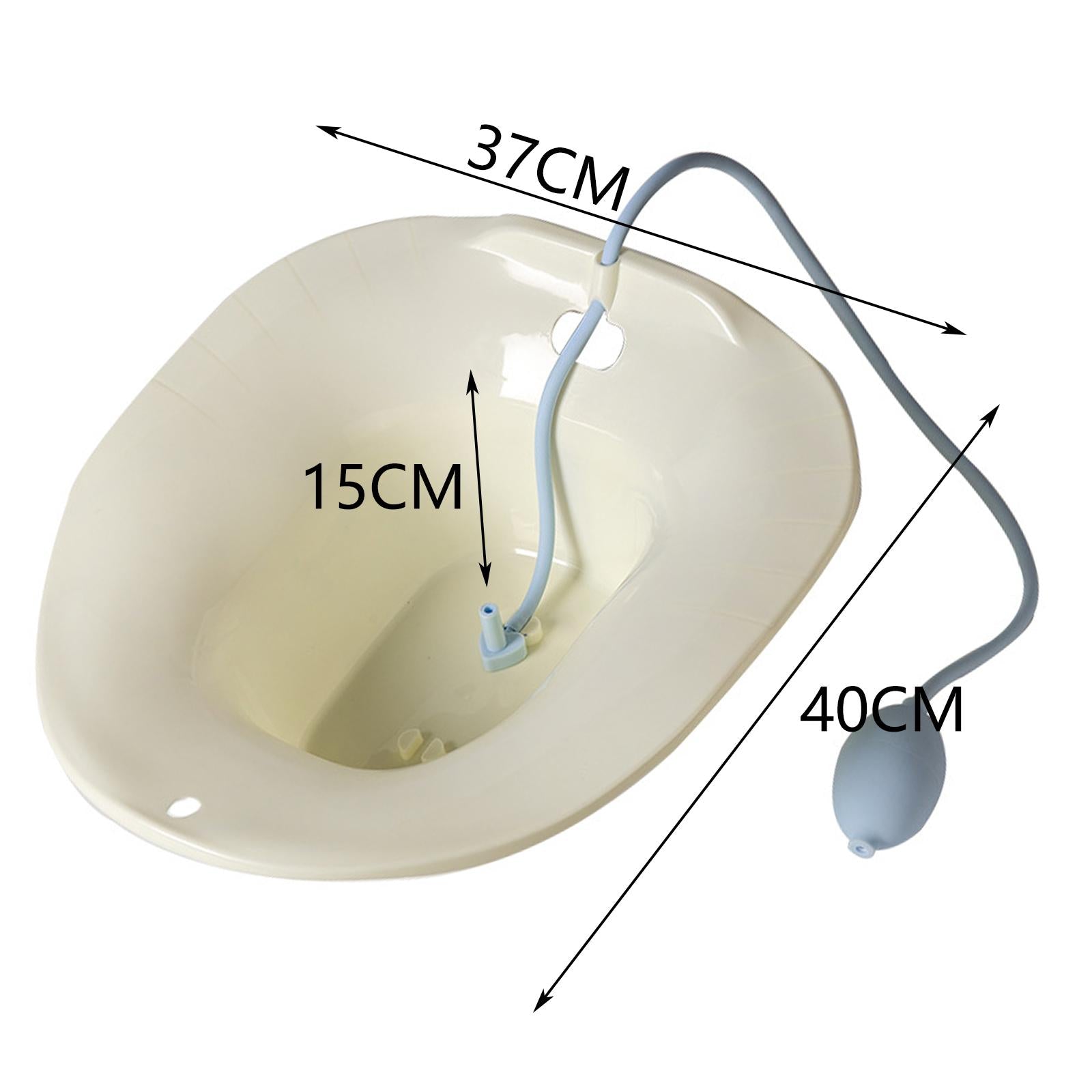 Foldable Sitz Bath Toilet Seat w/ Flusher for Postpartum Hemorrhoids Beige