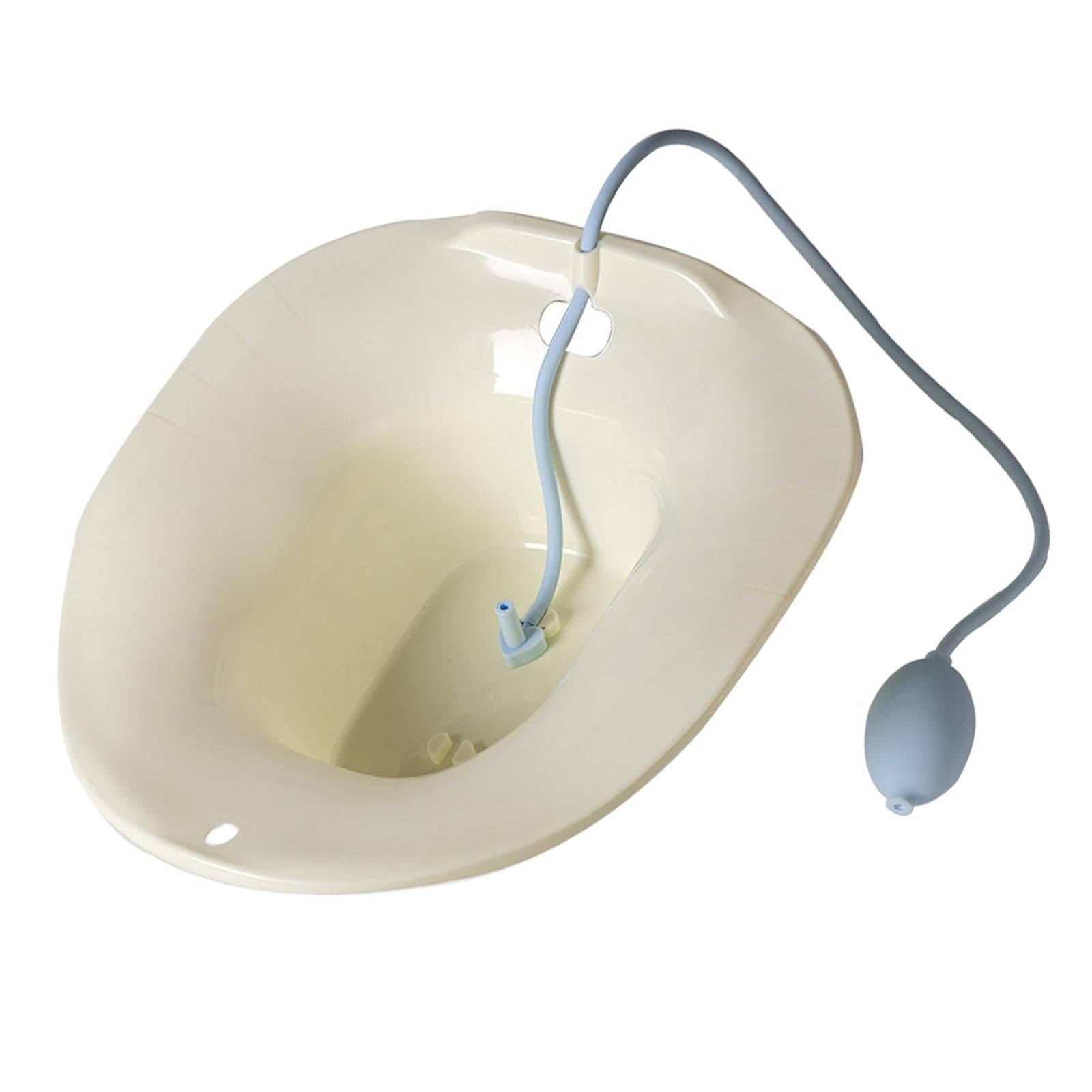 Foldable Sitz Bath Toilet Seat w/ Flusher for Postpartum Hemorrhoids Beige