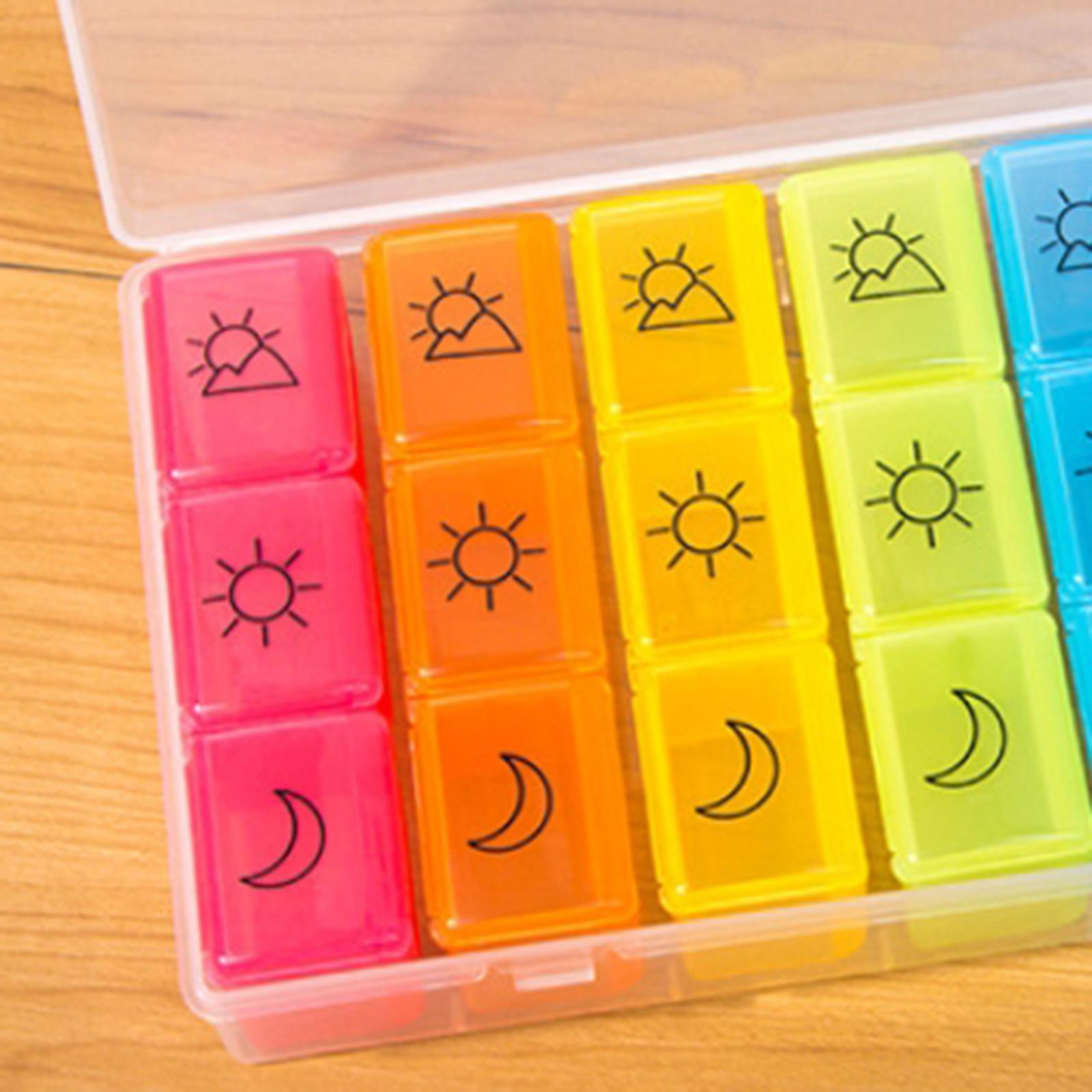 Weekly Pill Organizer Compact Reminder Box for Capsule Travel Elders Kids