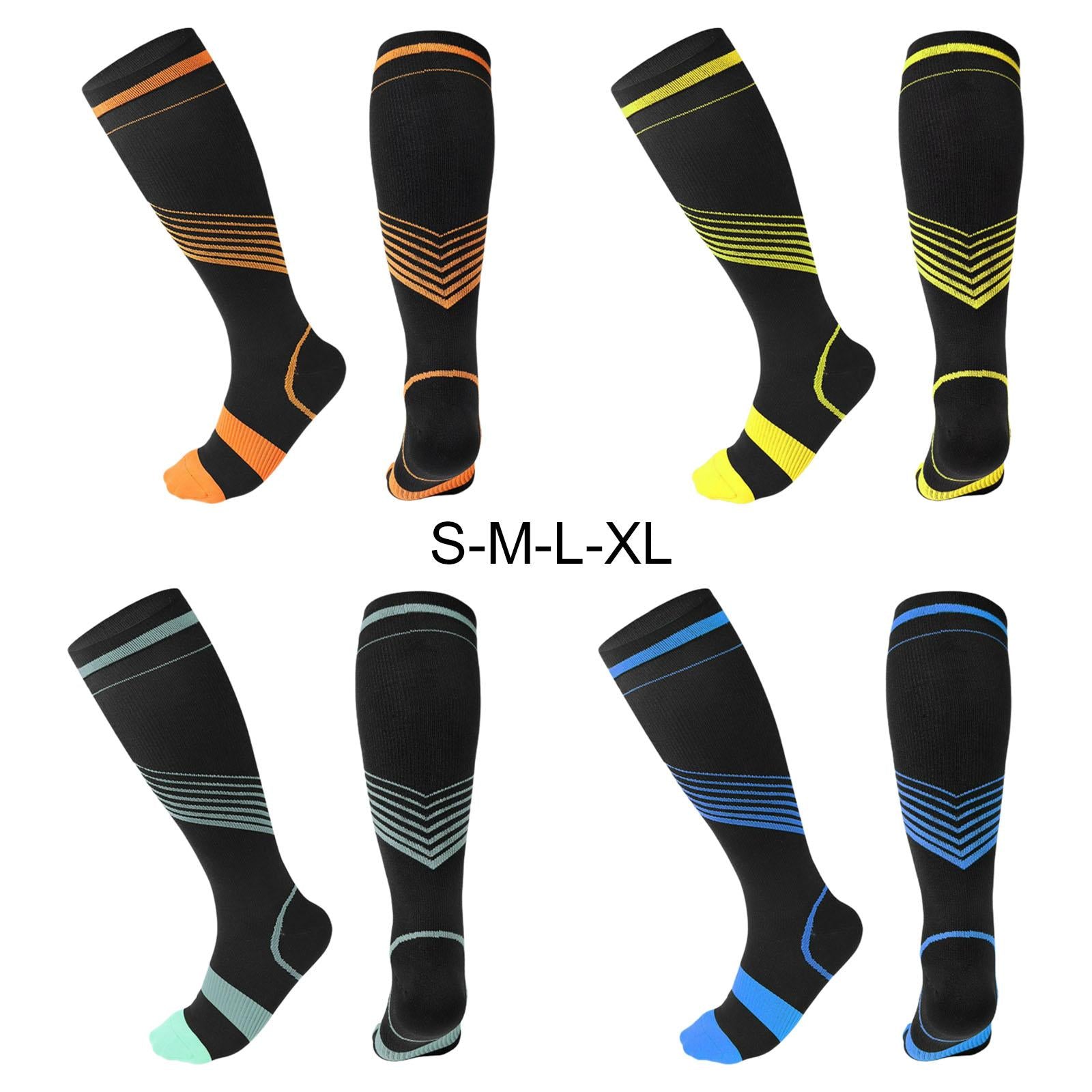 Compression Socks Knee High Support Stockings Leg Thigh Sleeve outdoors Orange S M