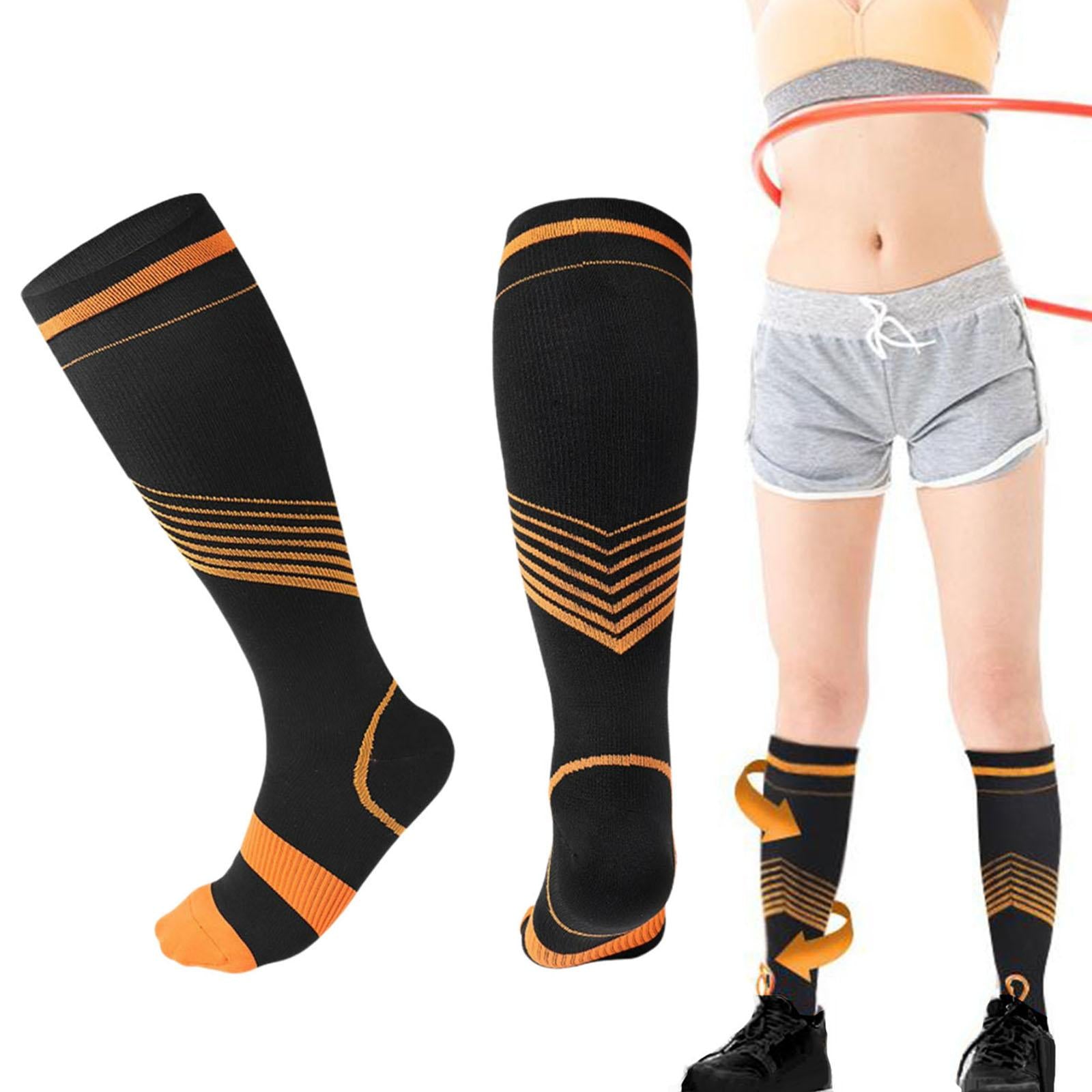 Compression Socks Knee High Support Stockings Leg Thigh Sleeve outdoors Yellow S M