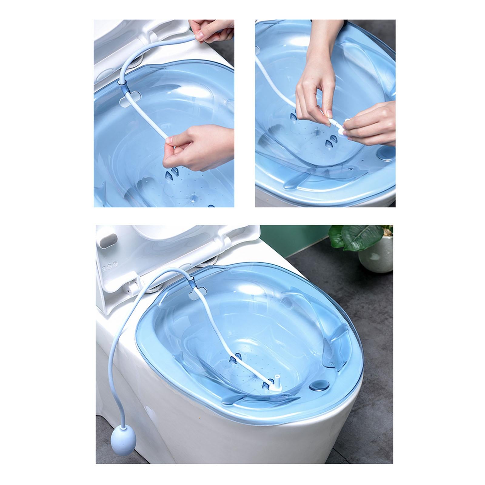 Sitz Bath with Flusher Easy to Store Portable for Hemorrhoids Relieve Women Blue