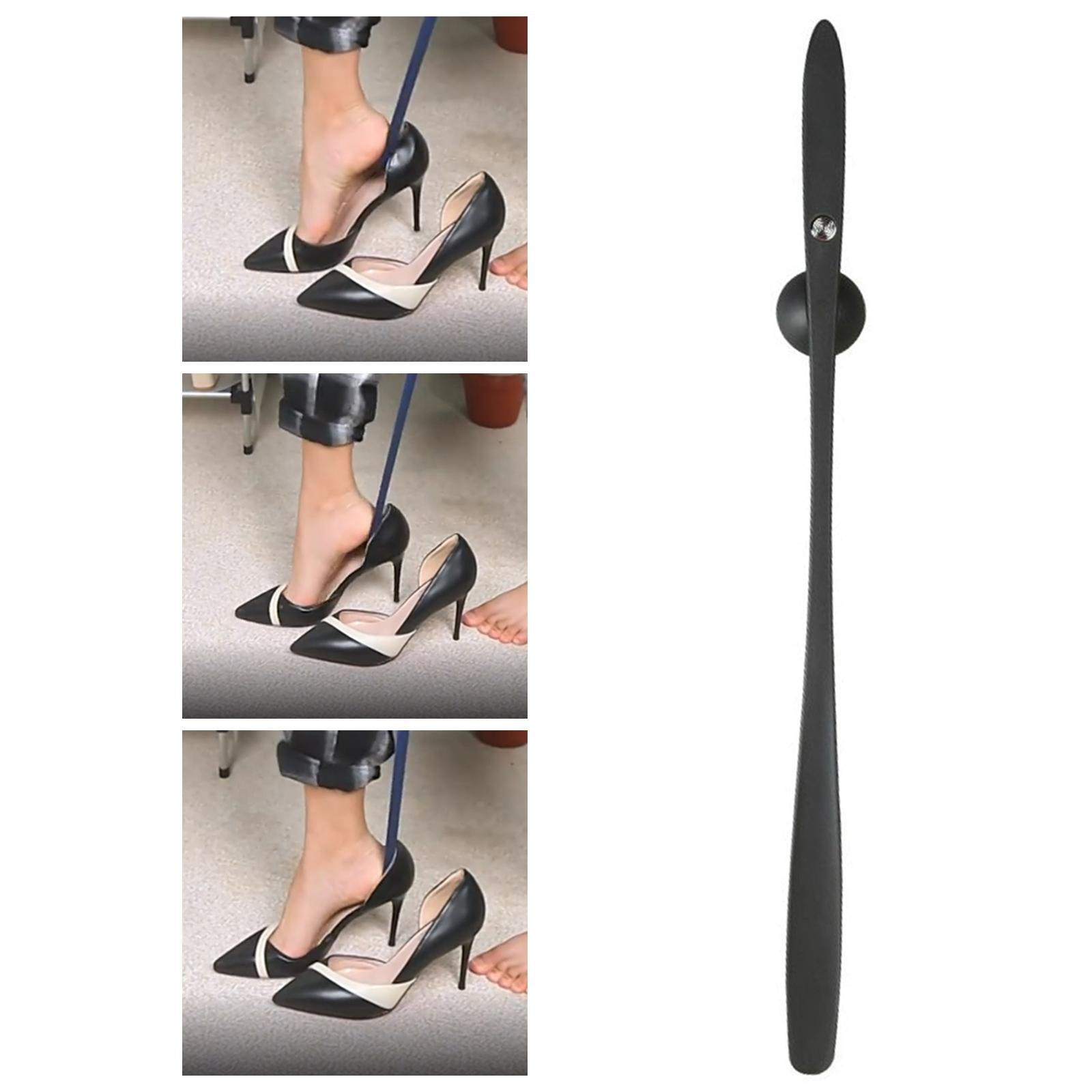 Premium Shoe Horn Heavy Duty Long Handle Nylon for Men Women Boots Black
