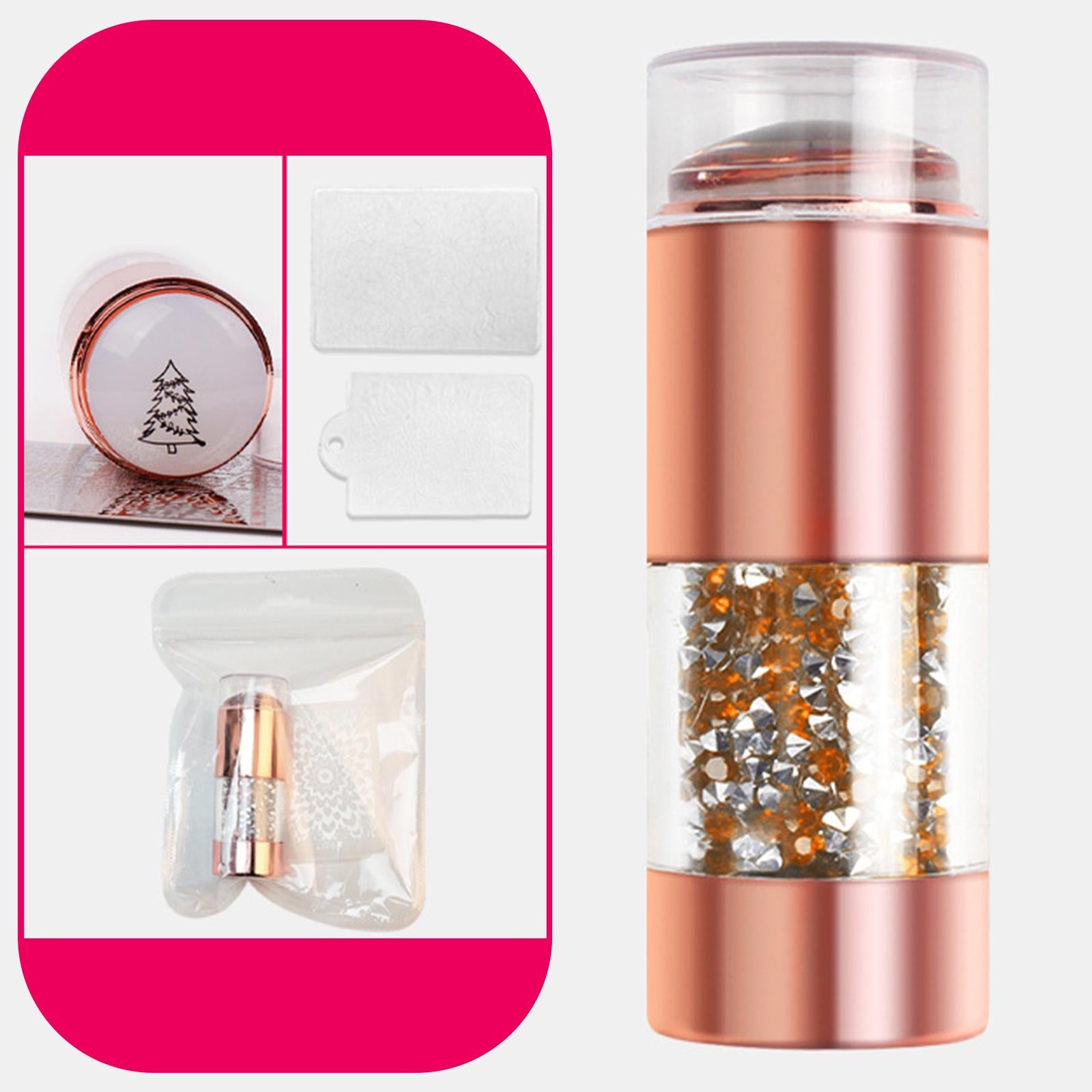 Nail Stamper Scraper Set Stamping Tool Decoration Home DIY Manicure Gold