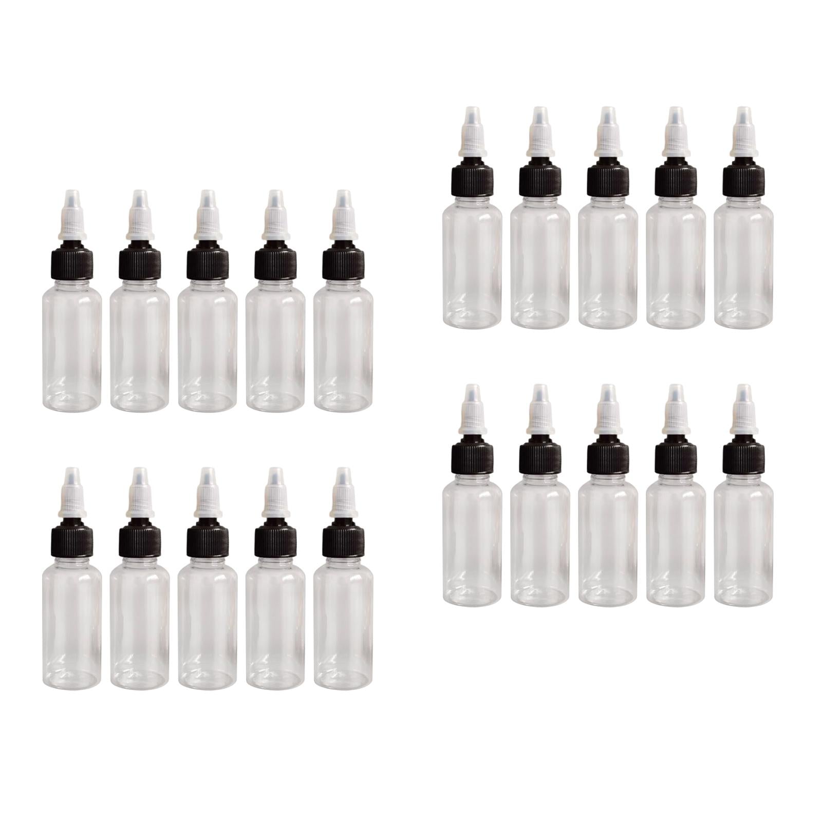 20 Pieces Sharp Mouth Dropper Bottle 30ml for Cosmetics Makeup   Black Caps