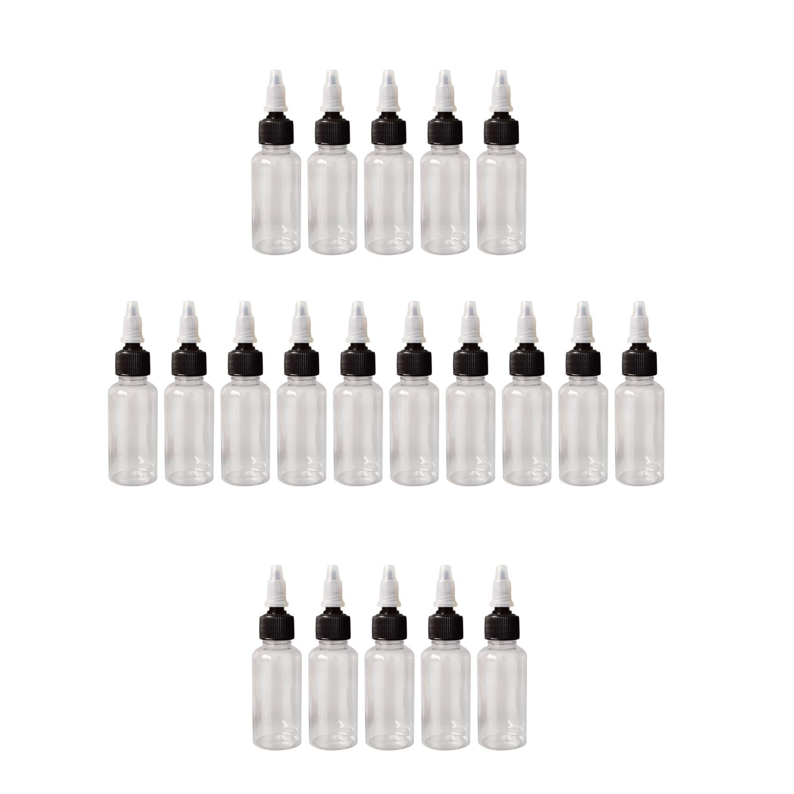 20 Pieces Sharp Mouth Dropper Bottle 30ml for Cosmetics Makeup   Black Caps