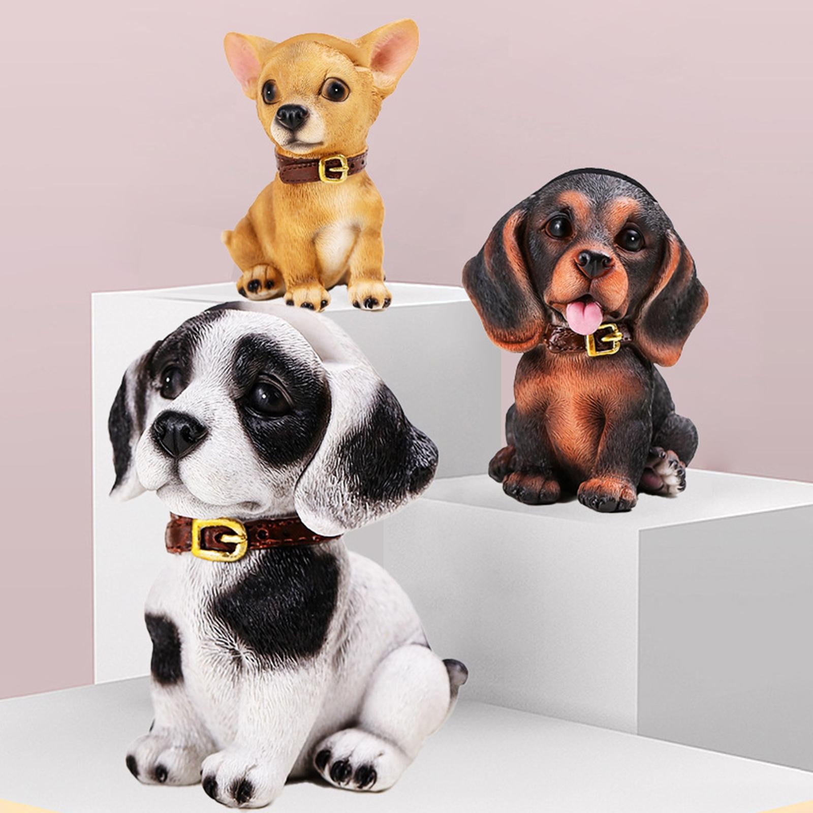 Cute Dog Eyeglasses Holder Stand Animal Figurine Resin for Home Decoration Brown Black