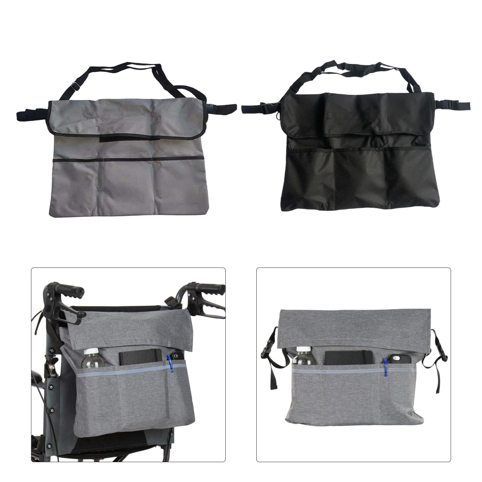 Wheelchair Bag Side Bag Organizer Backpack Pouch Handicap Home  Black