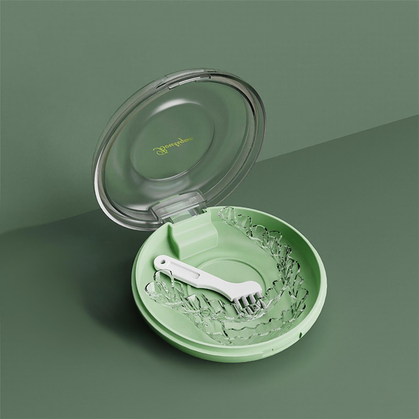 Orthodontic Retainer Aligner Case Artificial Tooth Organizer Dia 8cm Green