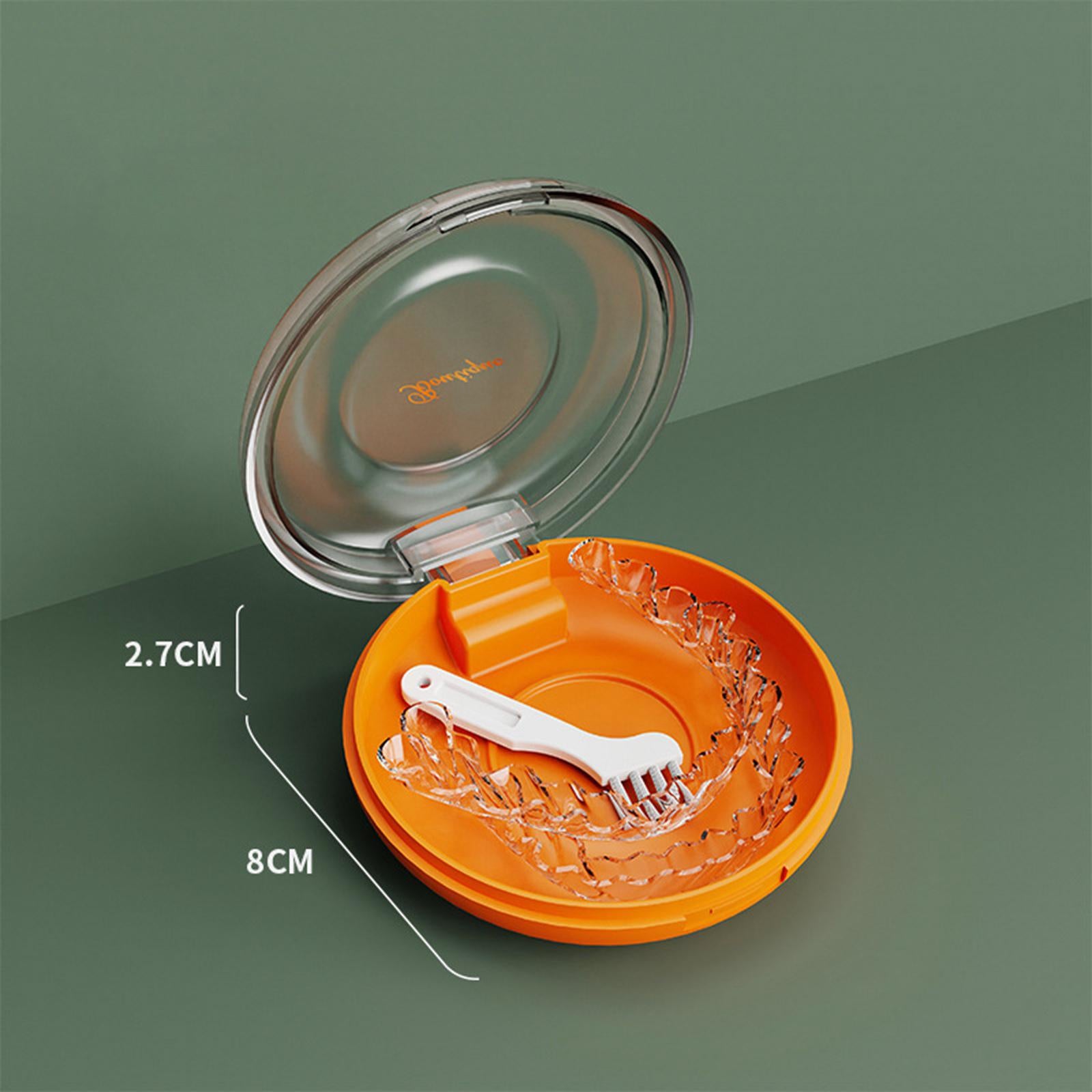 Orthodontic Retainer Aligner Case Artificial Tooth Organizer Dia 8cm Orange