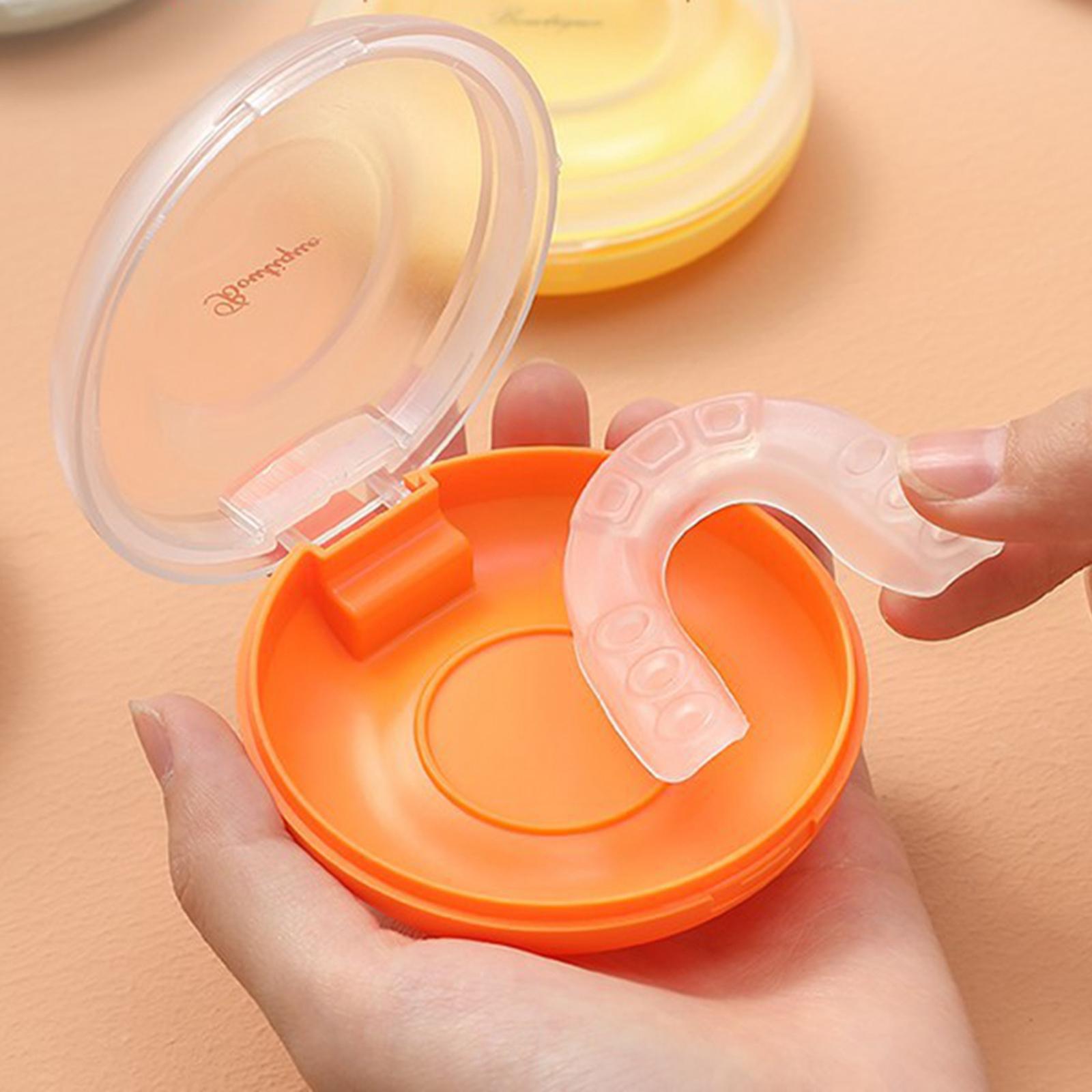 Orthodontic Retainer Aligner Case Artificial Tooth Organizer Dia 8cm Orange