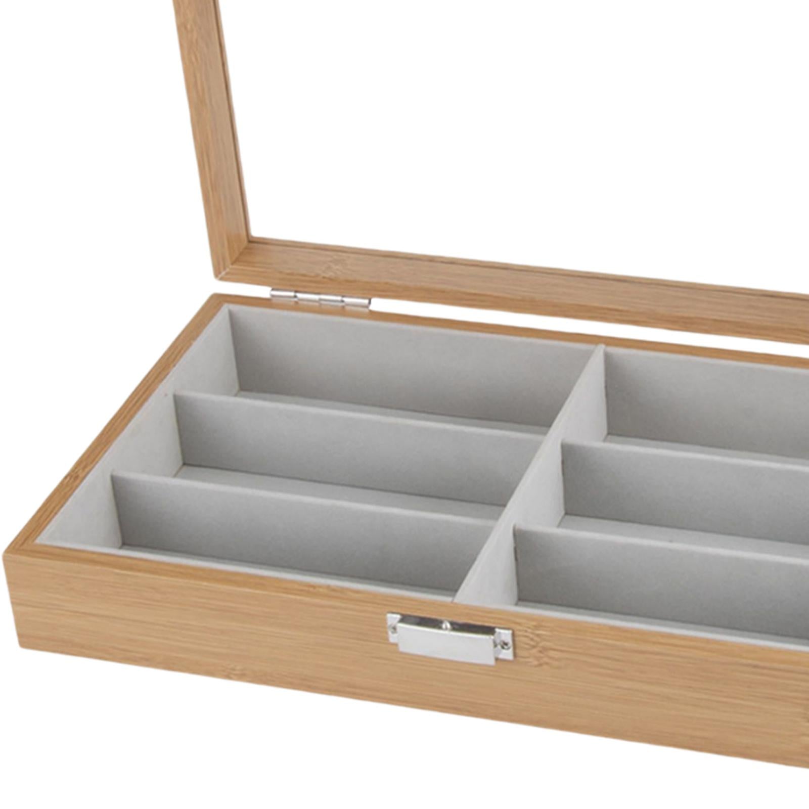 6 Grids Sunglasses Display Storage Box Wood Home Gadget Drawer