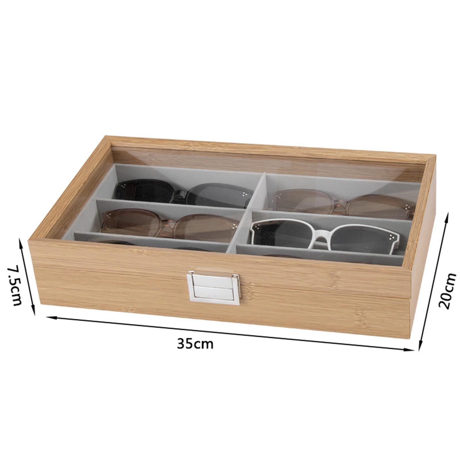 6 Grids Sunglasses Display Storage Box Wood Home Gadget Drawer