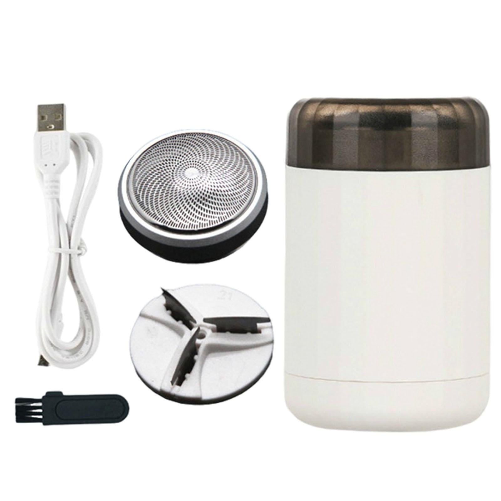 Portable Men Electric Razor Washable Trimmer Face Care White 2 Heads Mesh