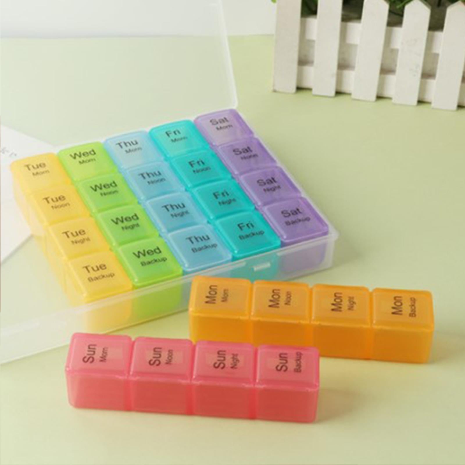 Portable 7 Days Pill Box Organiser Tablet Box for Pills Vitamins Colorful