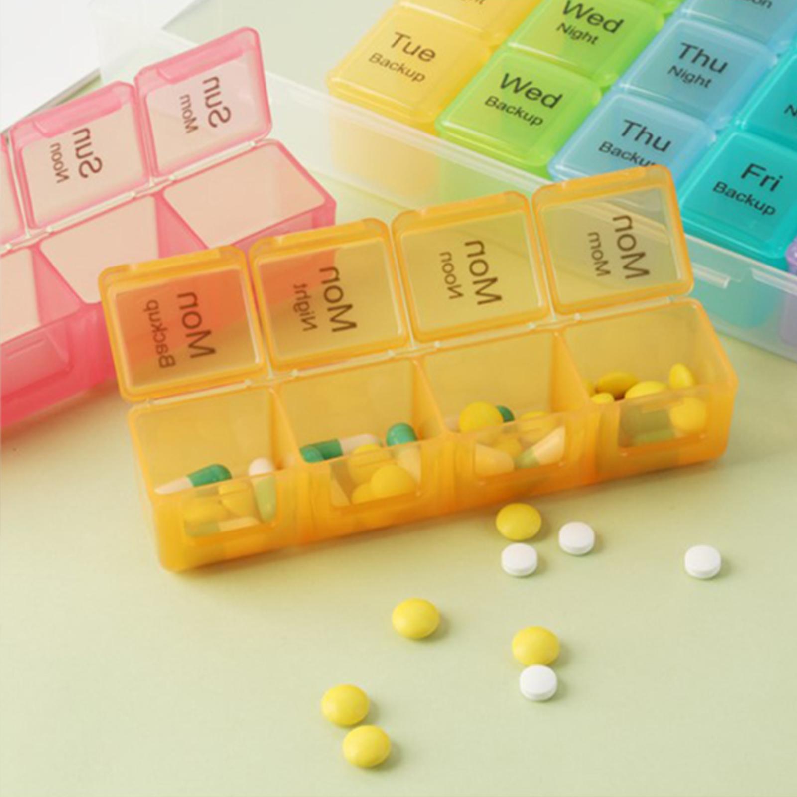 Portable 7 Days Pill Box Organiser Tablet Box for Pills Vitamins Colorful