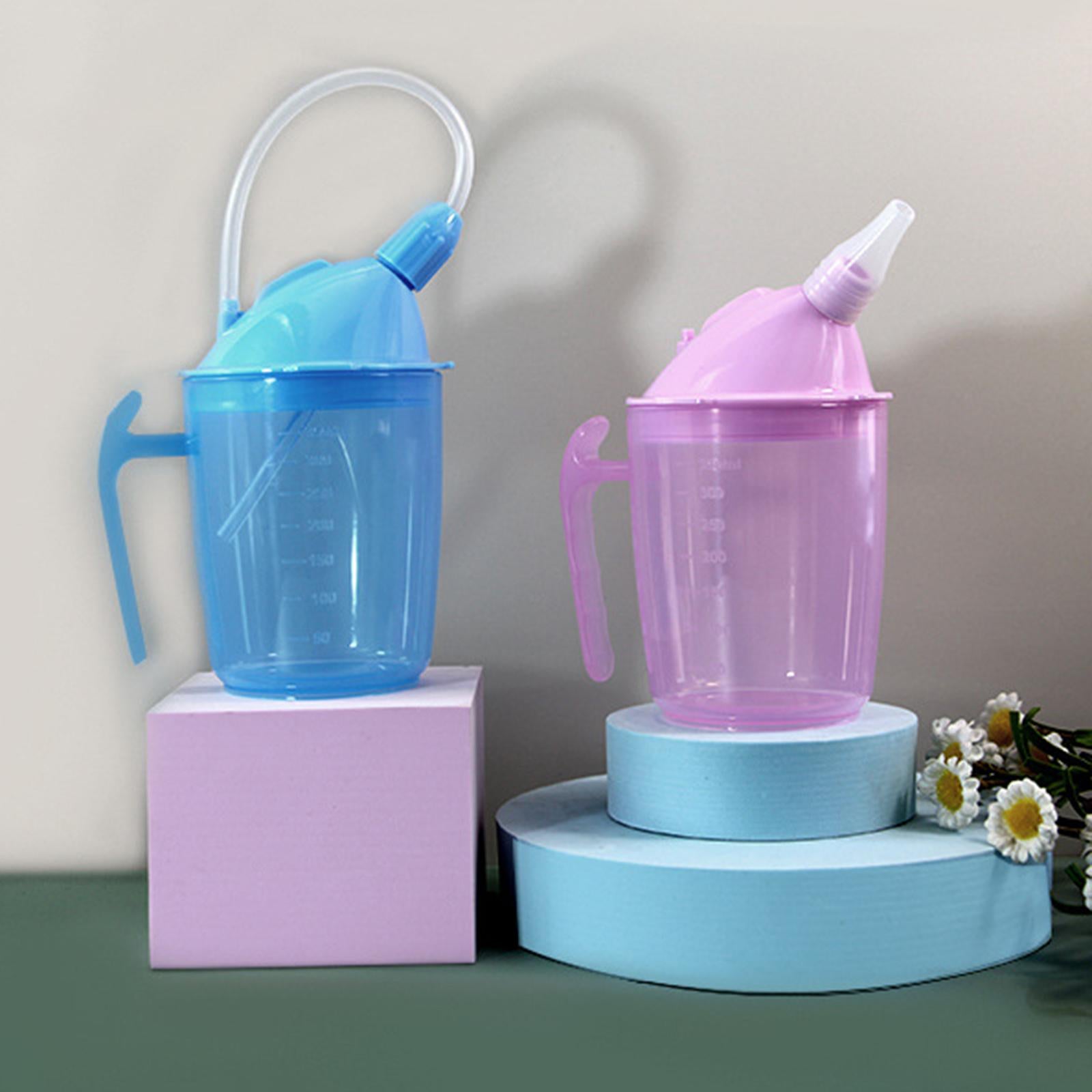 Straw Cup Dustproof Drinking Aids for Maternity Elderly Disabled Patient Blue