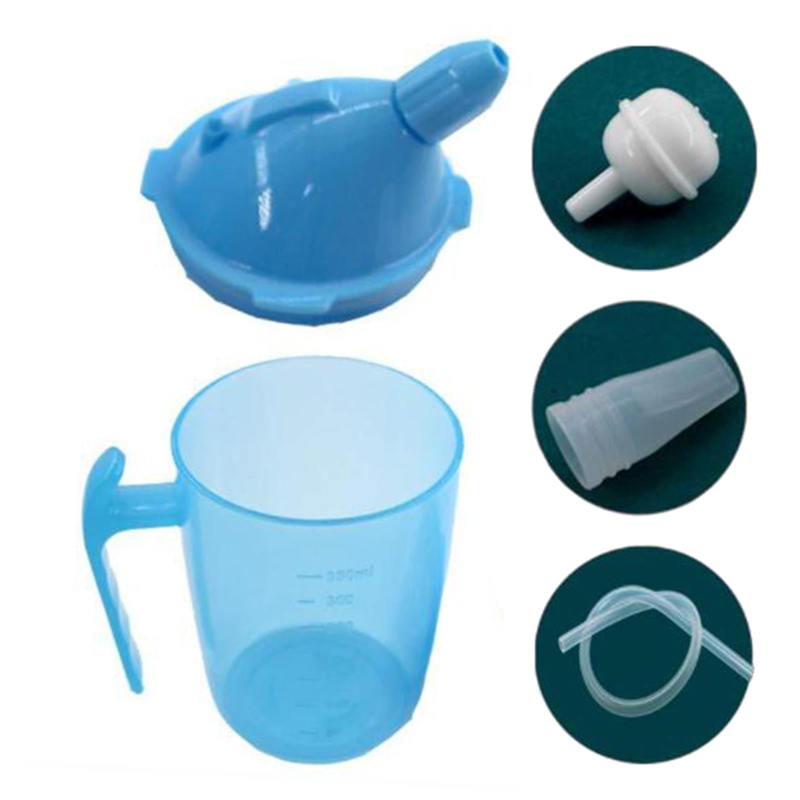 Straw Cup Dustproof Drinking Aids for Maternity Elderly Disabled Patient Blue