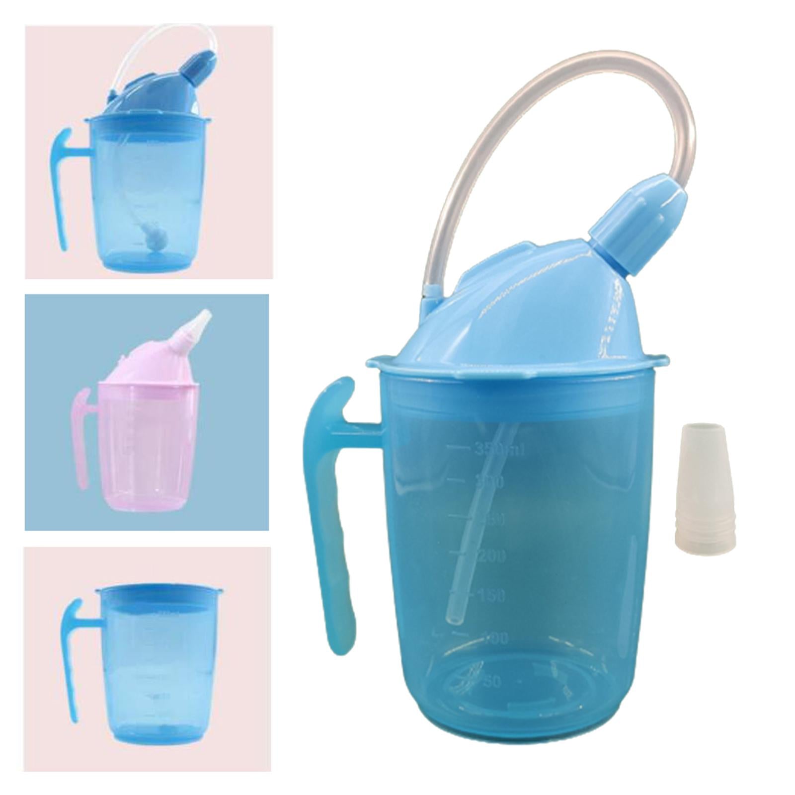 Straw Cup Dustproof Drinking Aids for Maternity Elderly Disabled Patient Blue