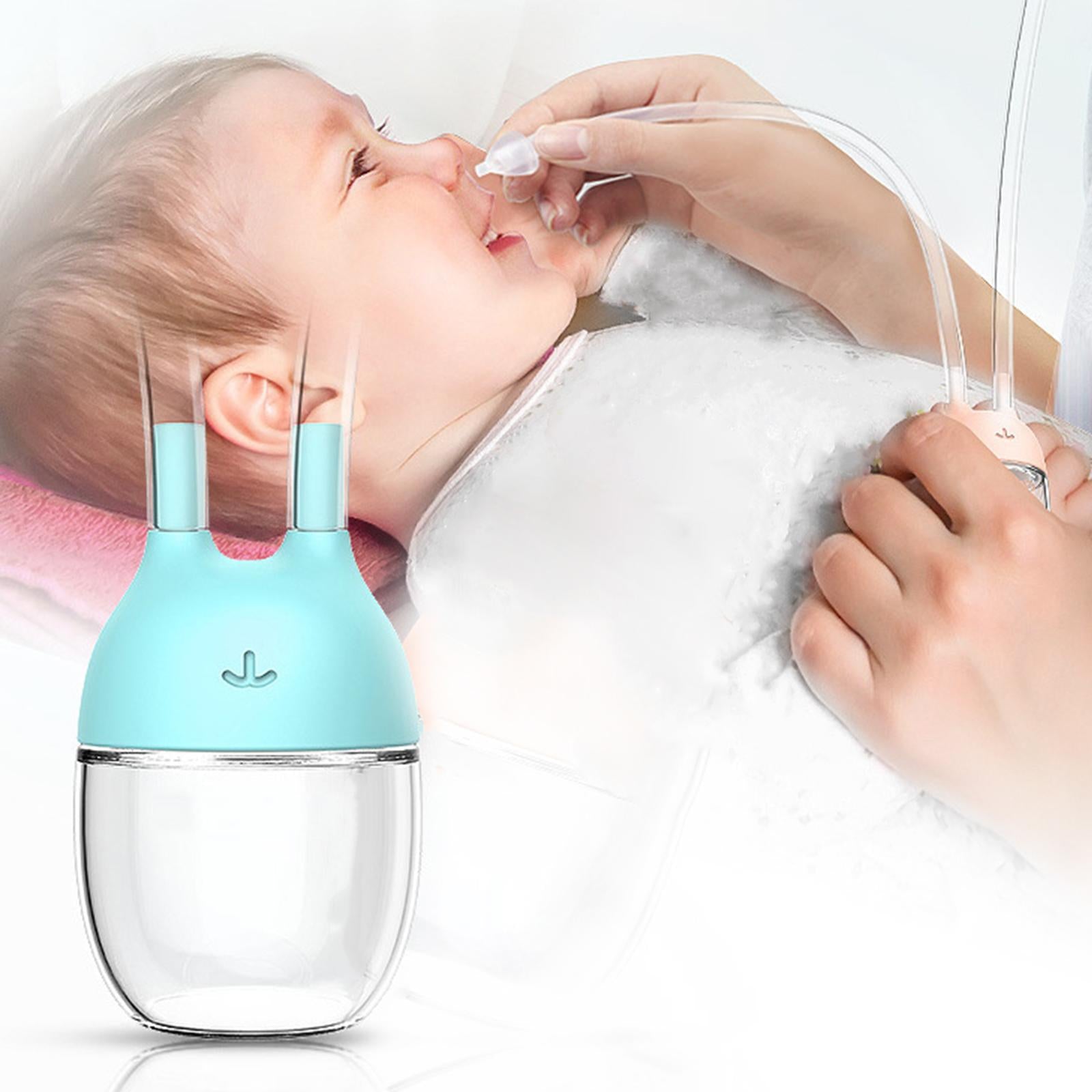 Baby Nose Cleaner Silicone Vacuum Newborns Nose Sucker Soft Light Blue